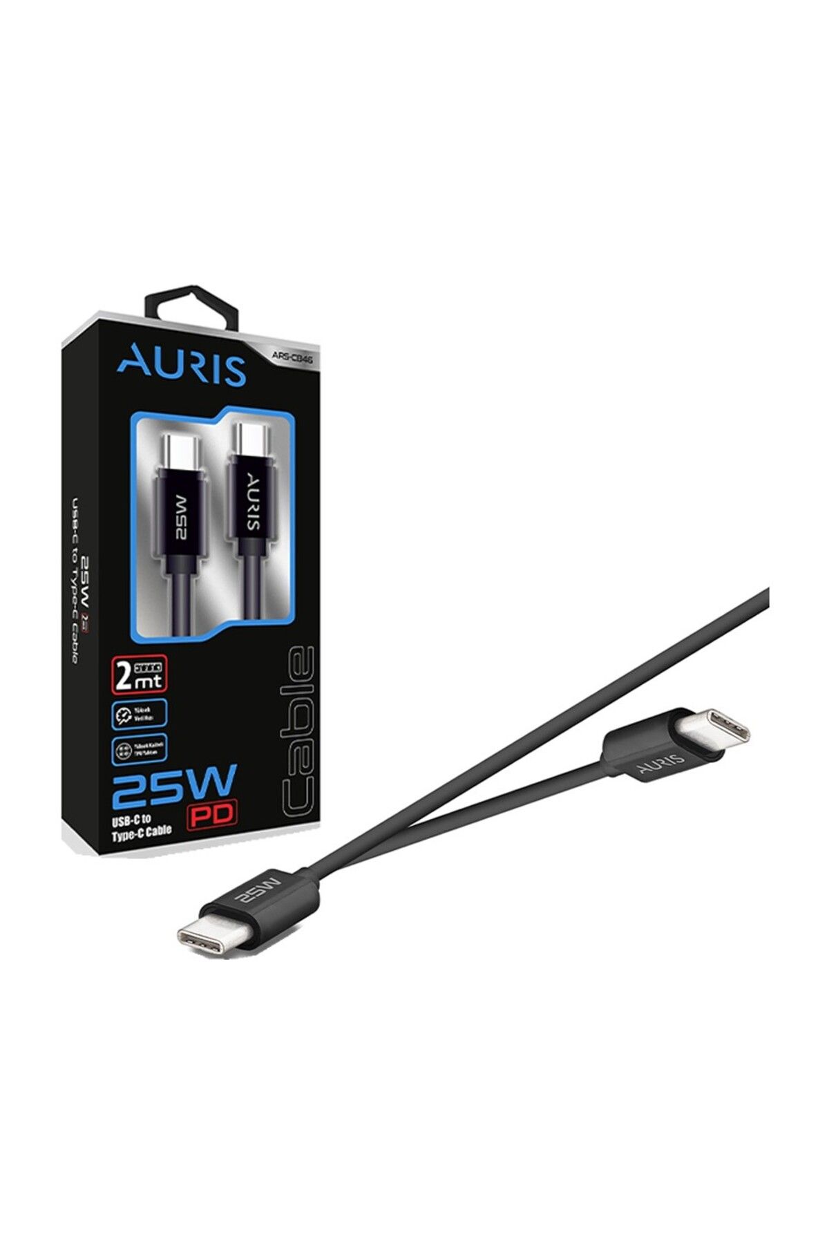 Auris CB46 Type-C To Type-C USB Kablo 25W 200CM