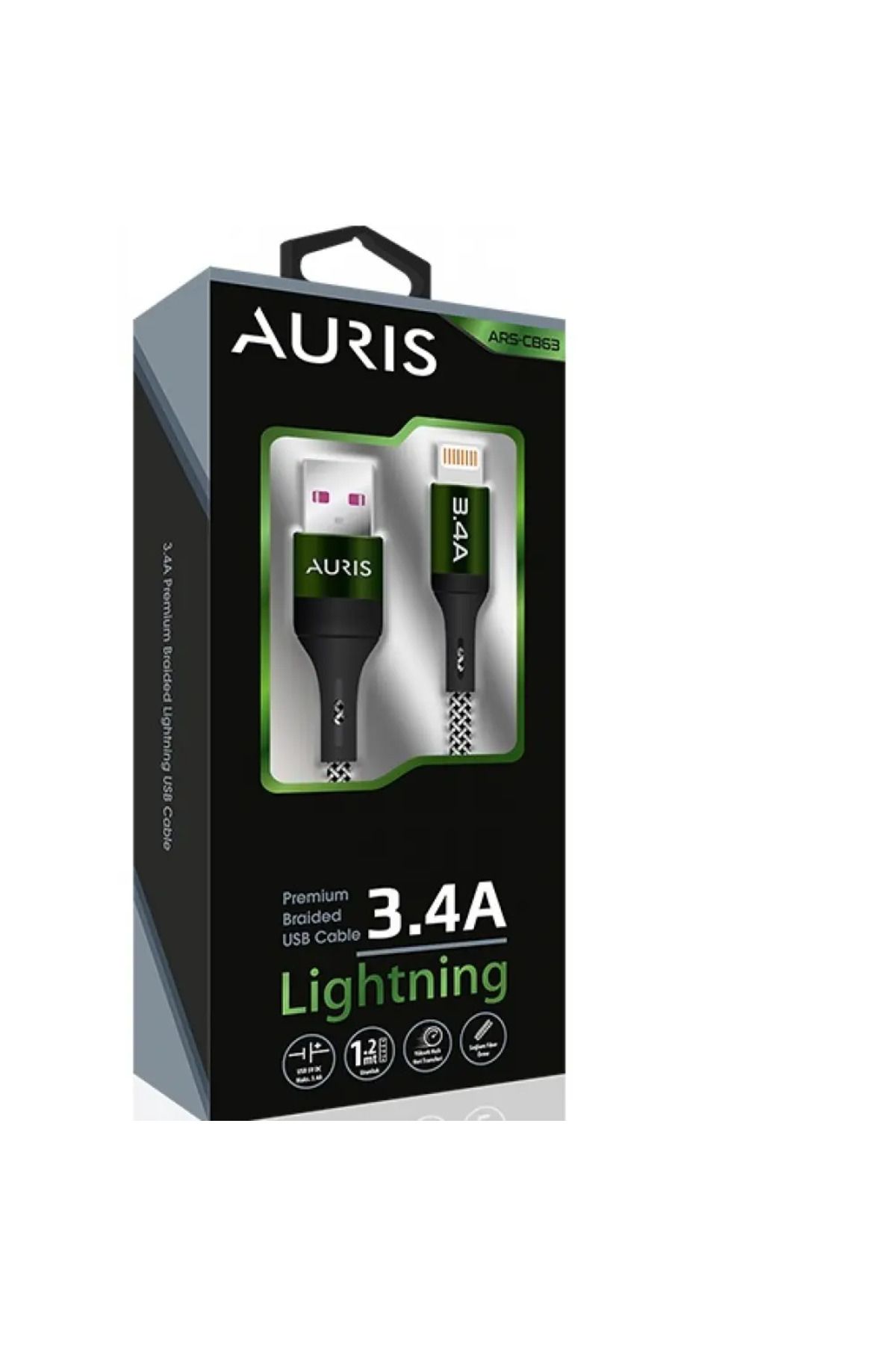 Auris CB63 3.4A Usb To Lightning Şarj ve Data Kablosu 1.2 METRE