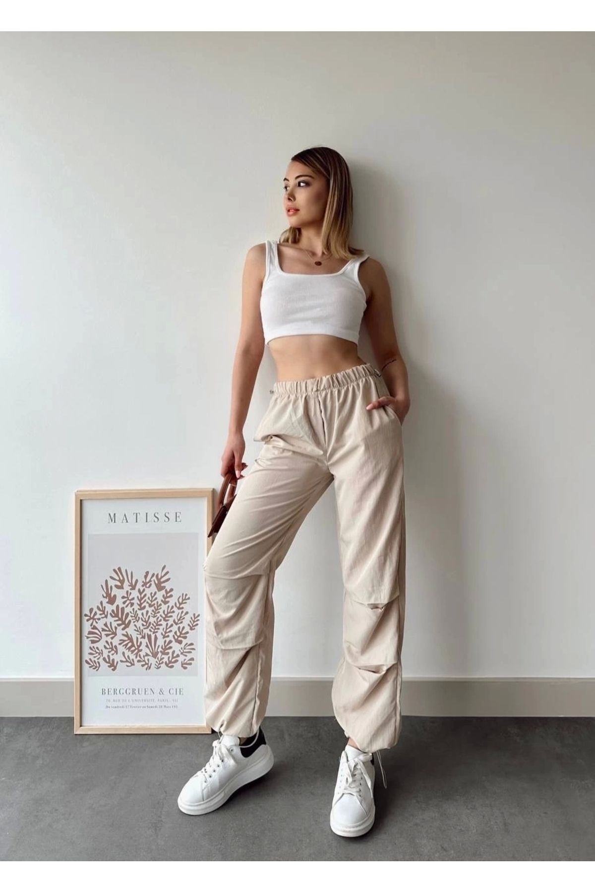 ufukmoda Paraşüt pantolon bej