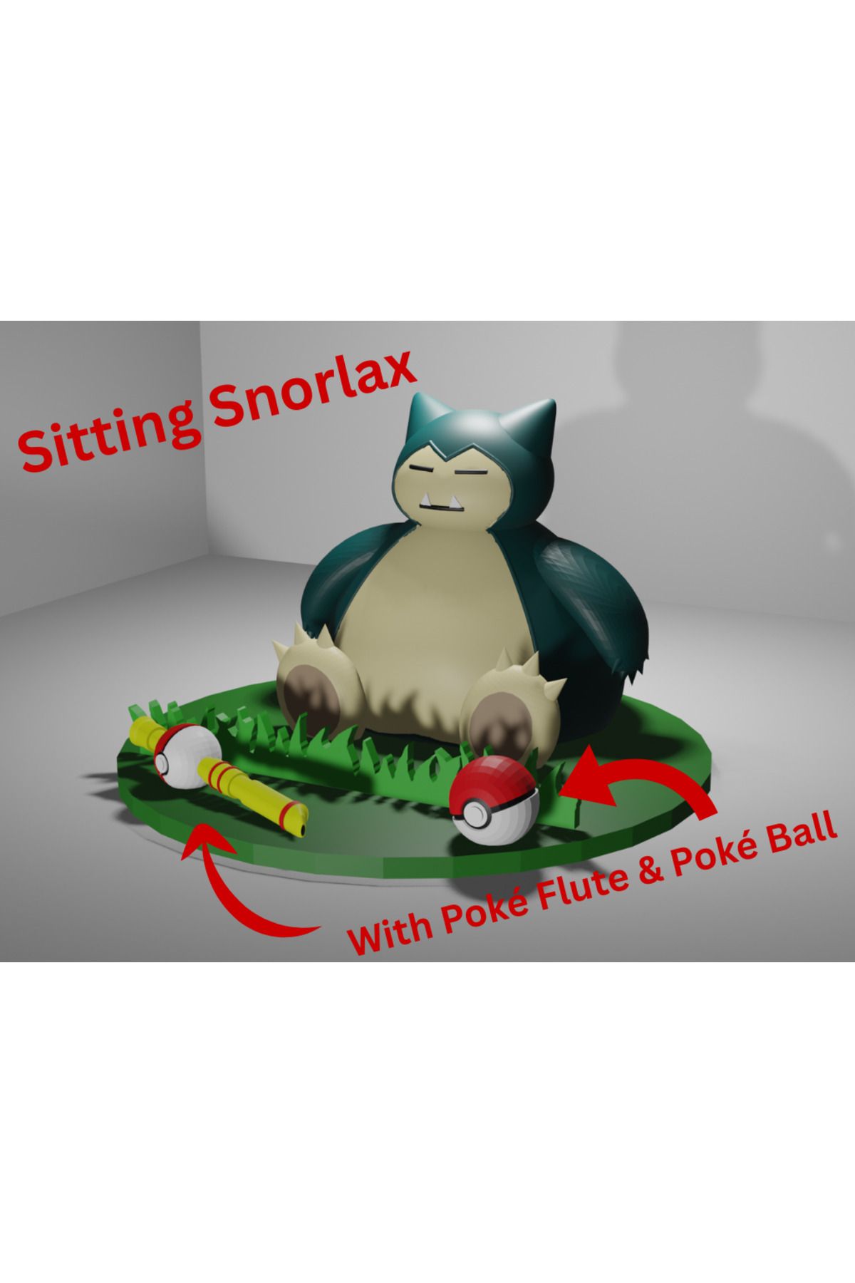 talaşoğlu Poké flüt ve poké topu ile oturan snorlax
