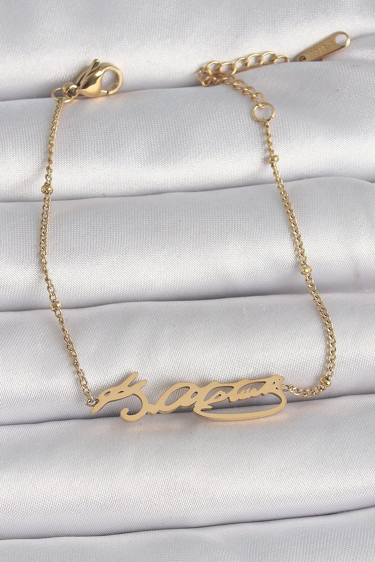 shopwave 316L Çelik Gold Renk Atatürk İmza Model Kadın Bileklik