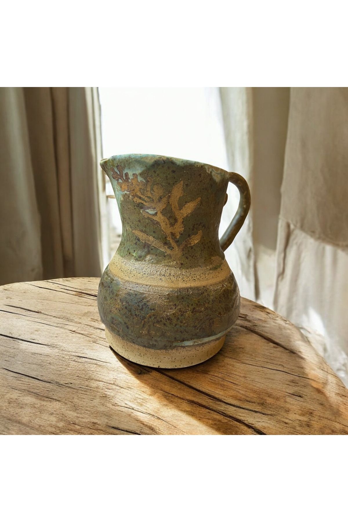 Synemy Earthworks The King's Pour El Yapımı Stoneware Ortaçağ Esintili Şarap Sürahisi