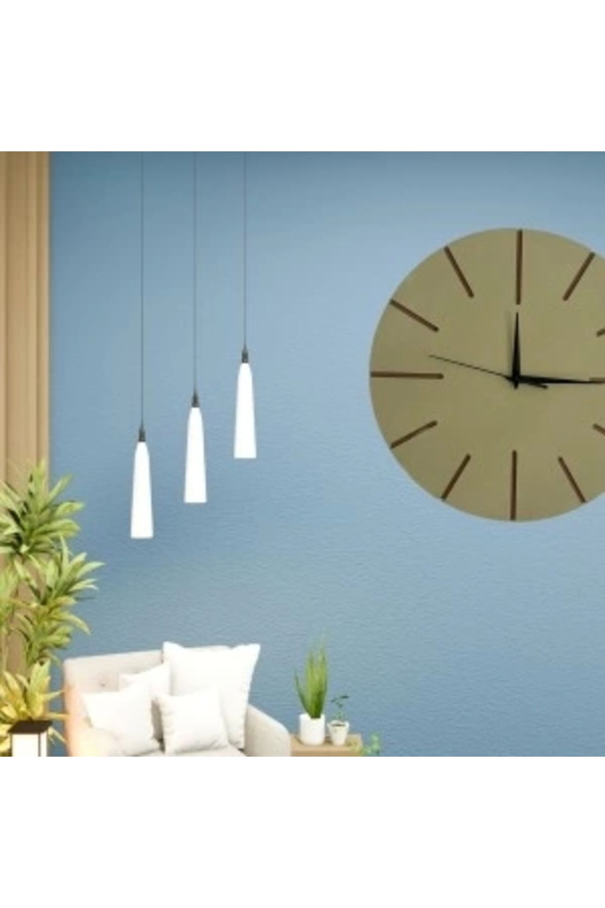 shopwave Ahşap Minimal Dekoratif Duvar Saati - 33x33 cm Bej