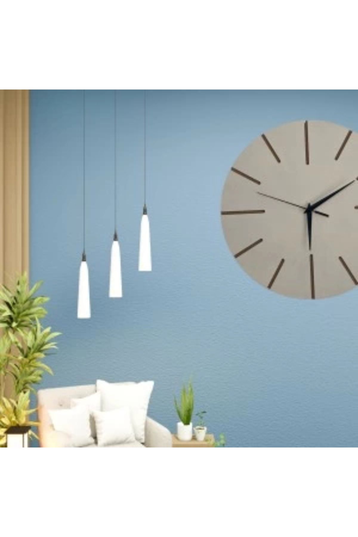 shopwave Ahşap Minimal Dekoratif Duvar Saati - 33x33 cm Krem