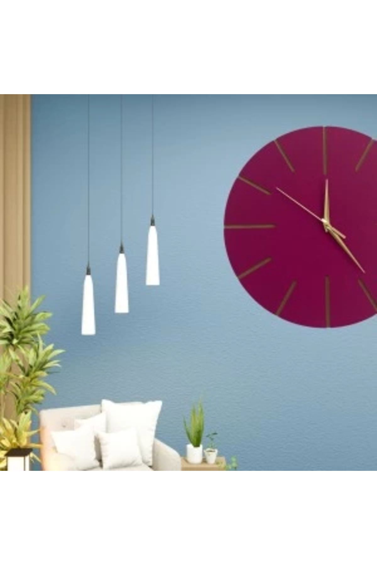 shopwave Ahşap Minimal Dekoratif Duvar Saati - 33x33 cm Fuşya