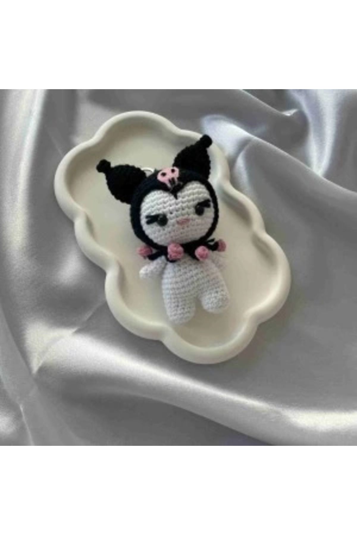 shopwave Amigurumi Anahtarlık El Yapımı Kuromi 12 cm Siyah