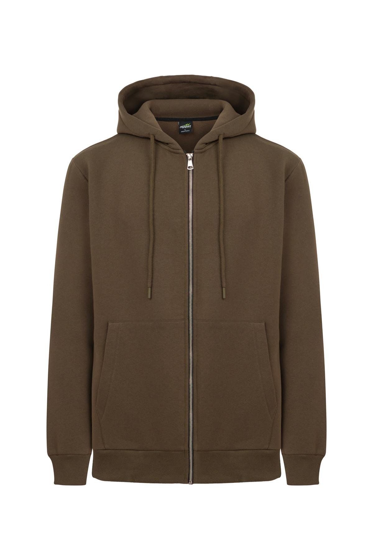 MYSPORT MY SPORT 5018 Erkek Yumuşacık Kapüşonlu Organik Pamuk Kanguru Cepli Regular Kahverengi Sweatshirt