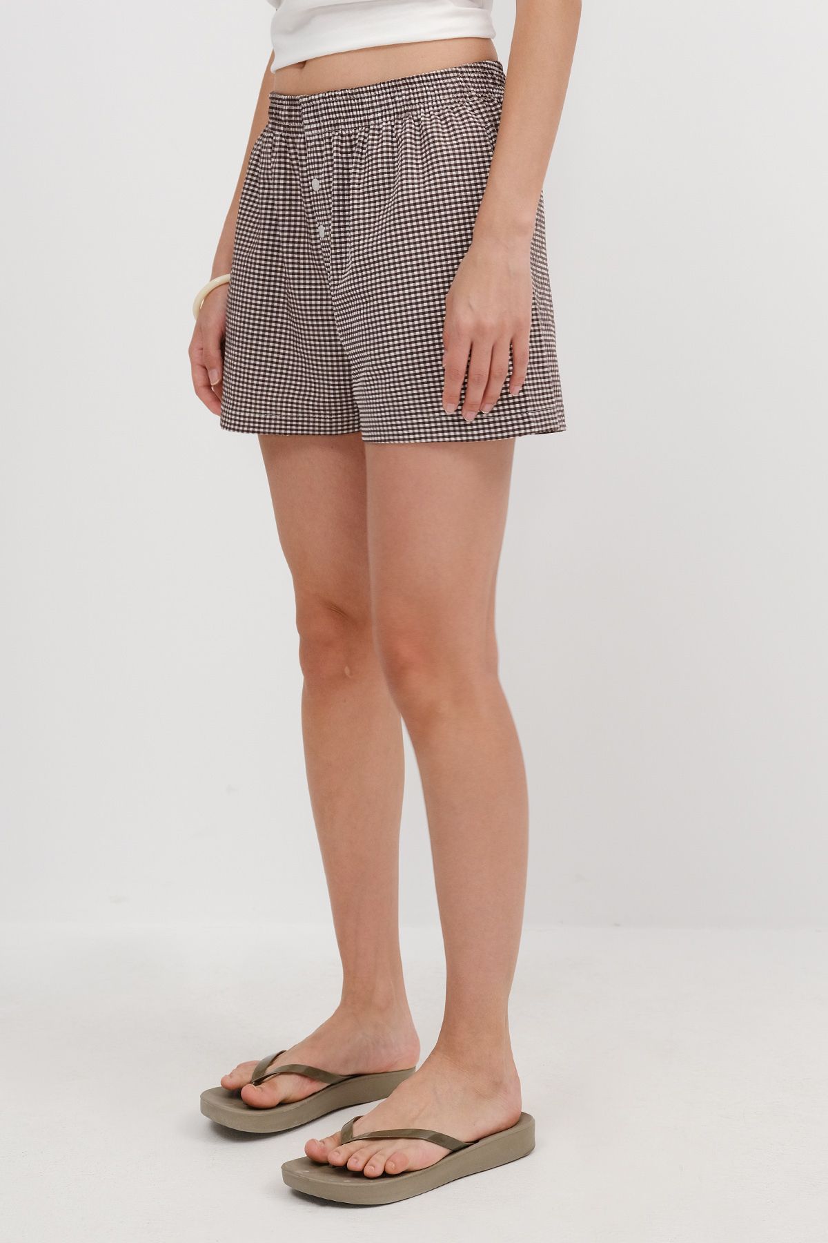 Addax-Gingham Patterned Shorts Ş17389 3