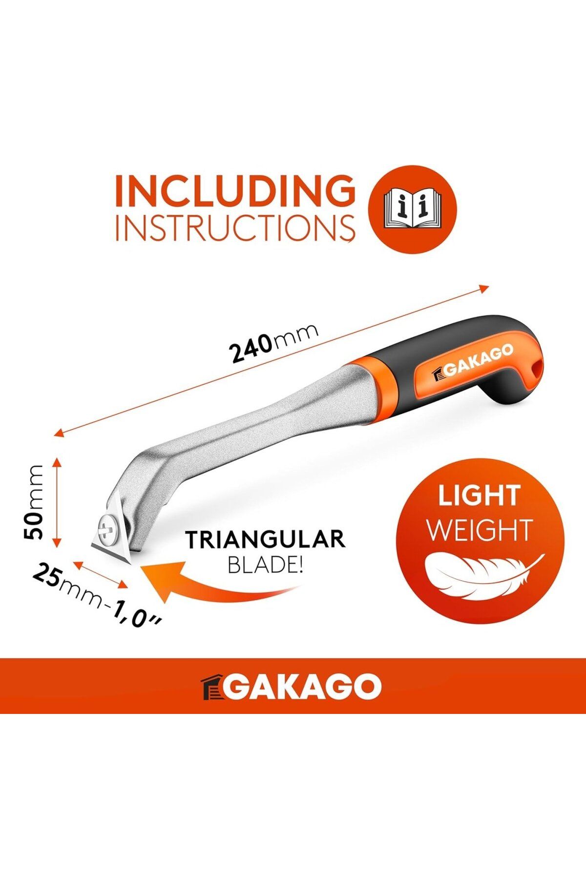 Gakago-Power Scraper Triangular - Professional Scraper With Tungsten Carbide Blade 4