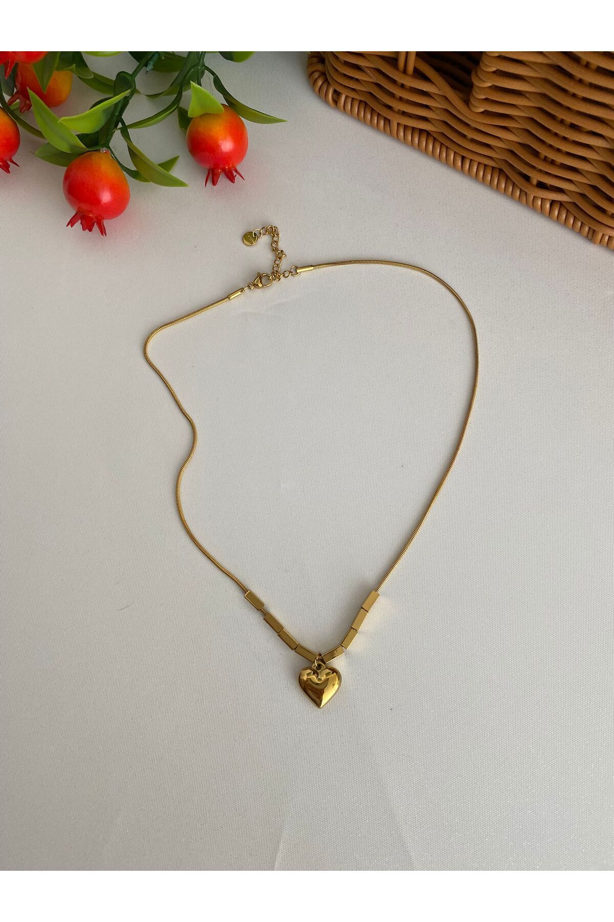 Çelik ÇELİK GOLD KALPLİ KOLYE