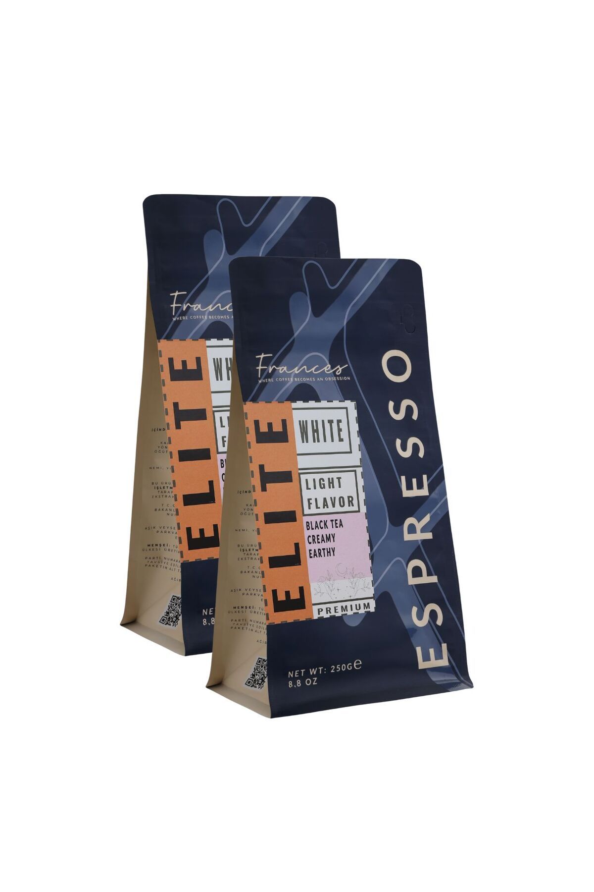 FRANCES %100 Arabica Elite White Espresso | Çekirdek Kahve | 250g | Dengeli Asidite | 2x250