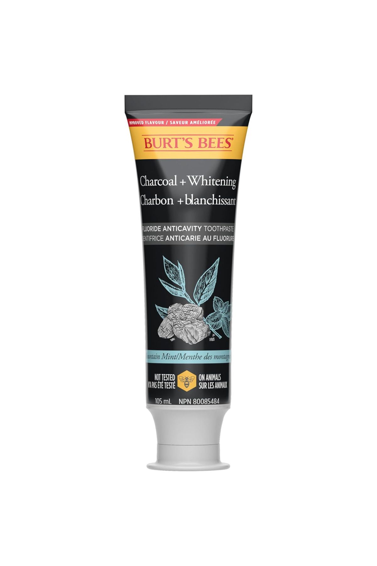 Burt's Bees-Charcoal Fluoride, Toothpaste with Carbon and Fluoride, Mountain Mint, 105 ml 3