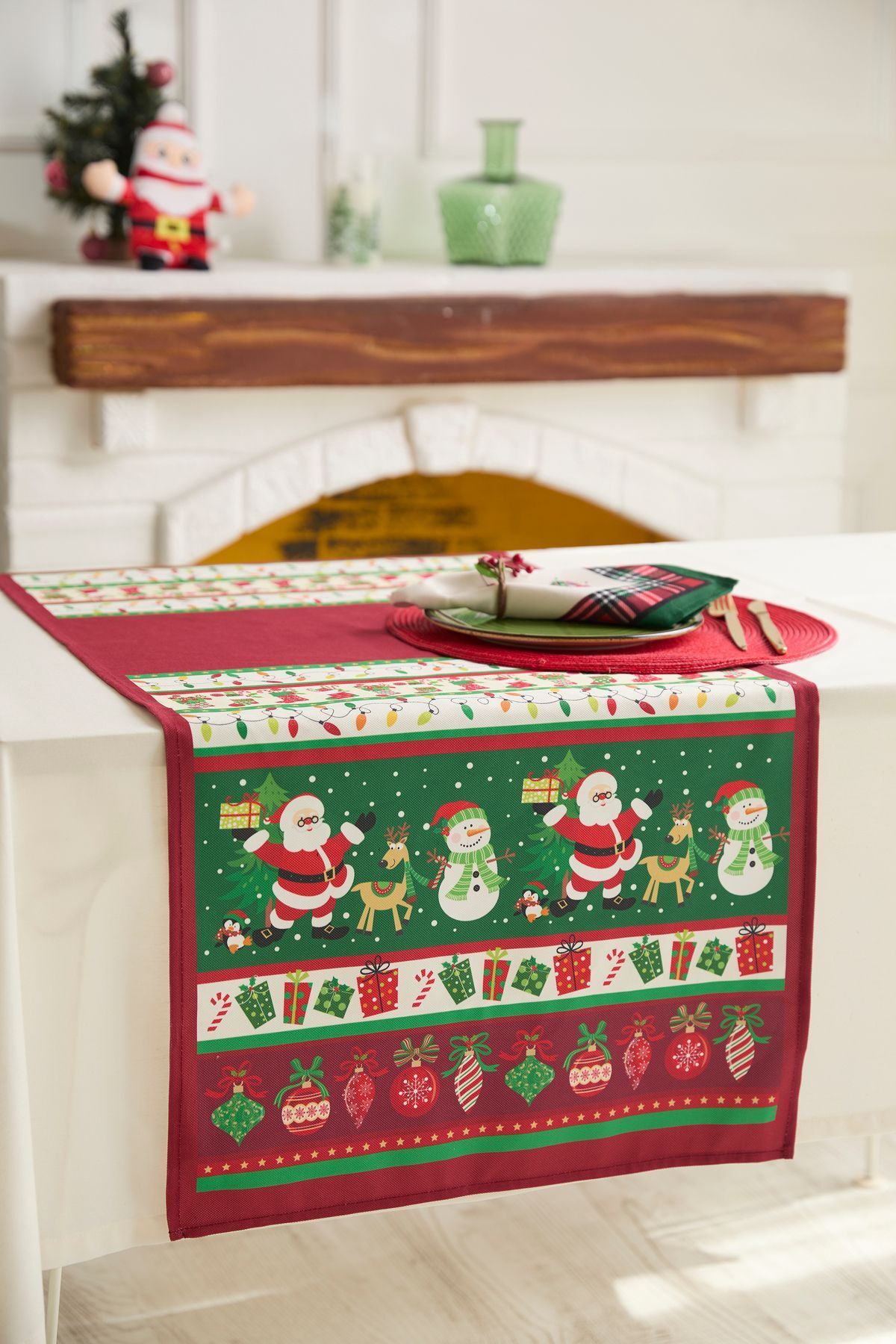 Elioure Ays Home Kırmızı Noel baba Ailesi Runner