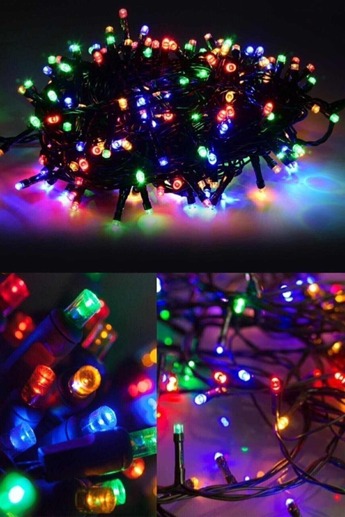 Elioure Rengarenk Yılbaşı Çam Ağacı Vitrin Işığı 9-10 Metre Fişli Led Rgb Lambalı