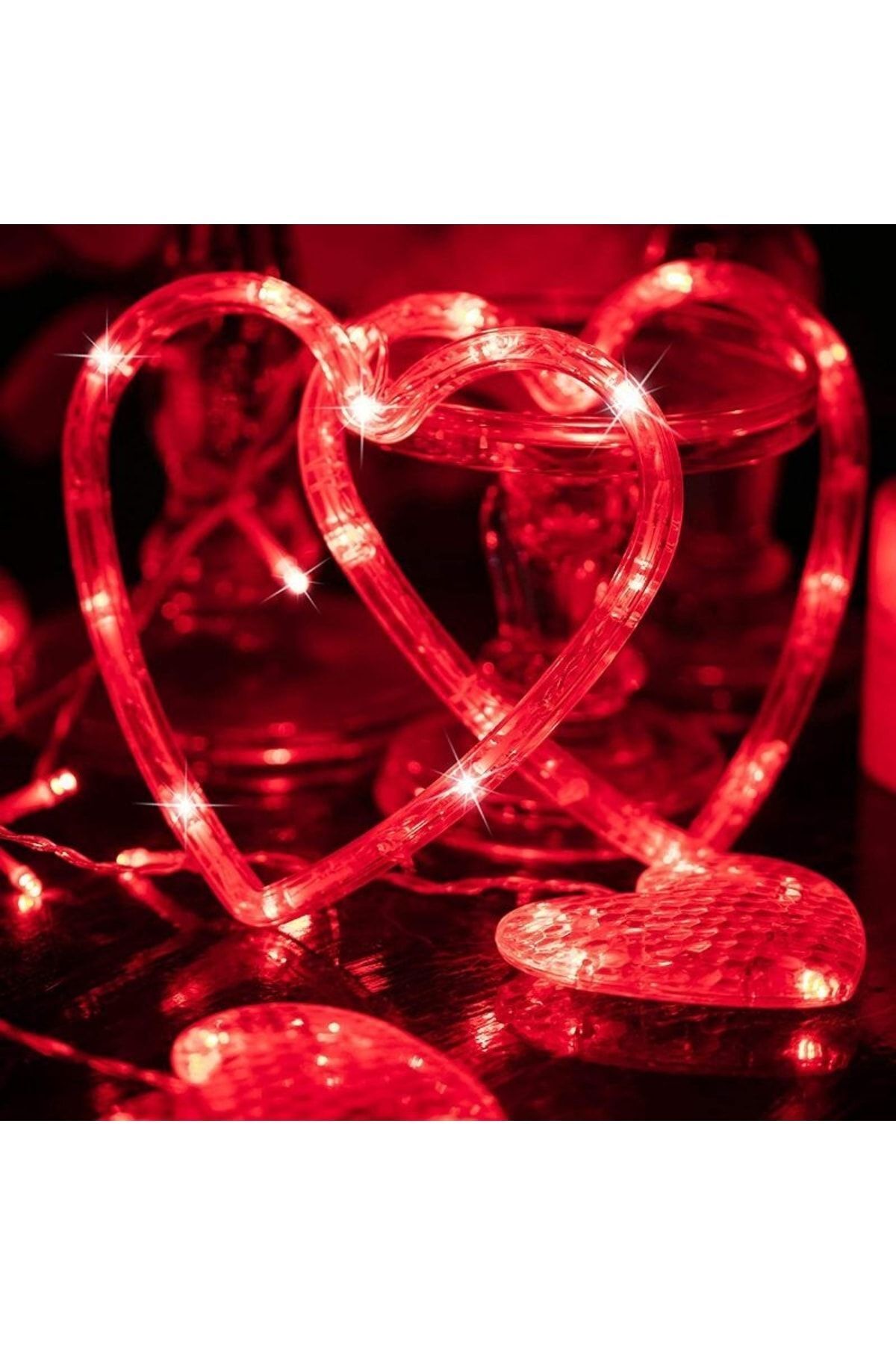 Elioure Kırmızı Salkım Led Işık Kalpli Salkım Led Işık Yılbaşı Işıkları Vitrin Dekor Süsleme Işığı Red Light