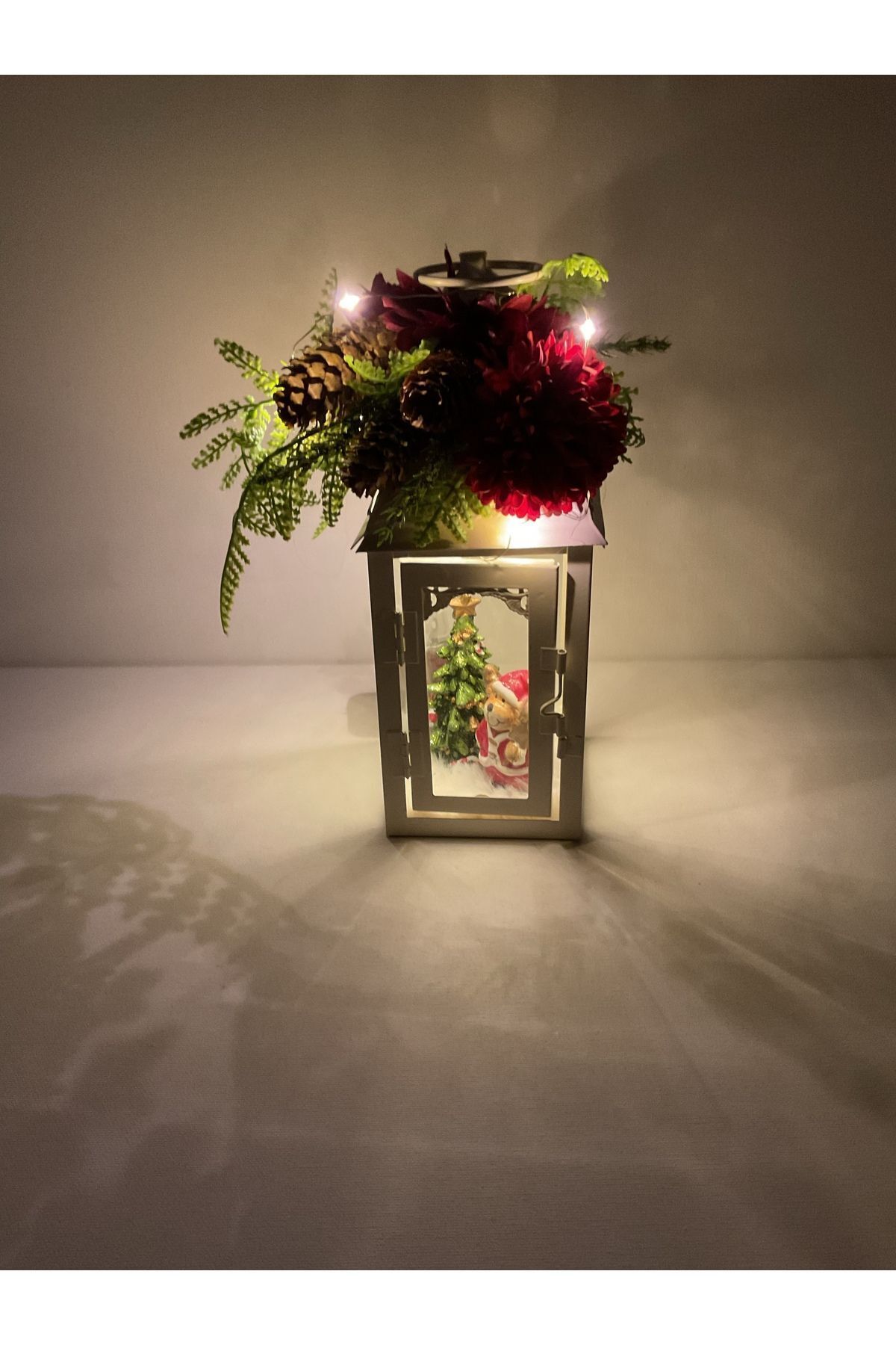 Elioure Yeniyıl yılbaşı mery christmas metal fener mumluk dekoratif obje biblo