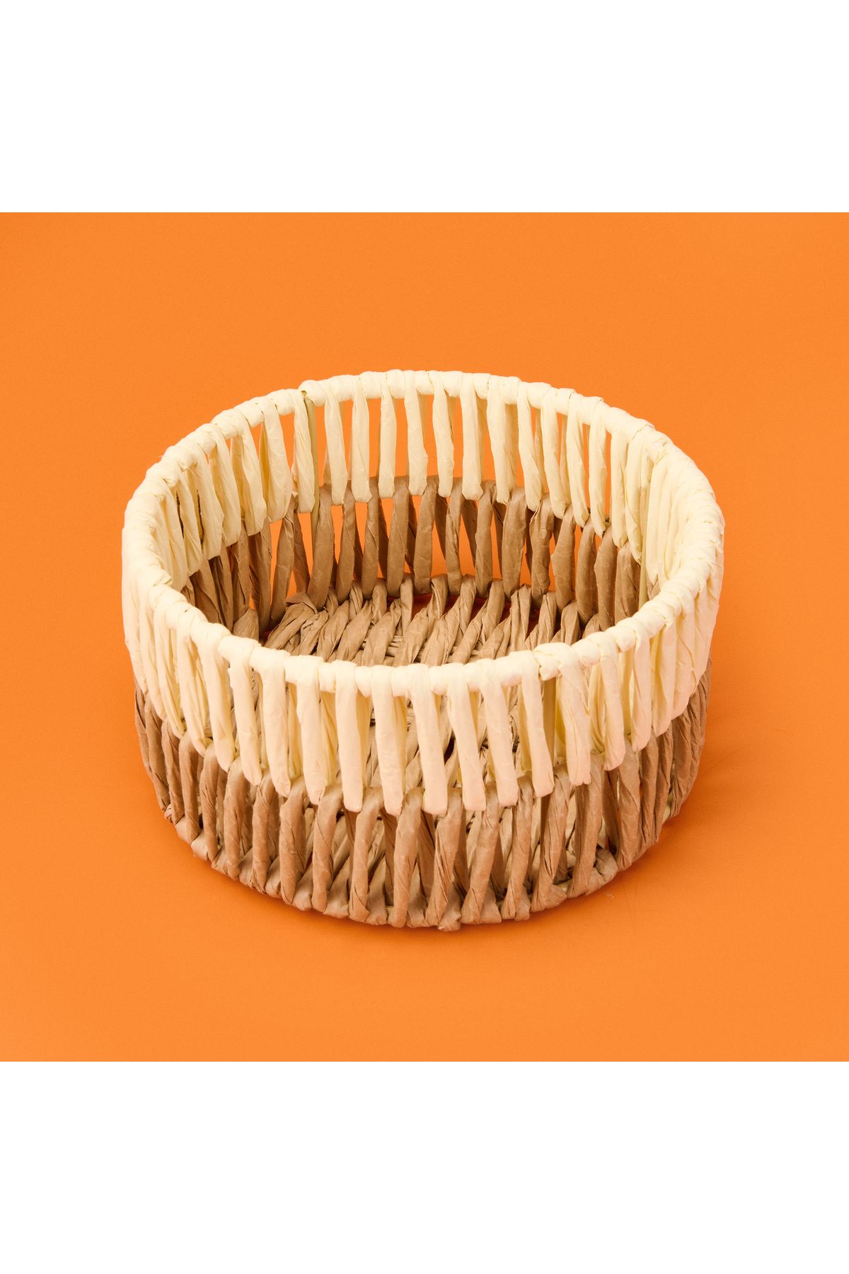 Simple Living Palm Breeze Dekoratif Sepet - Bej / Beyaz - 20x10 cm