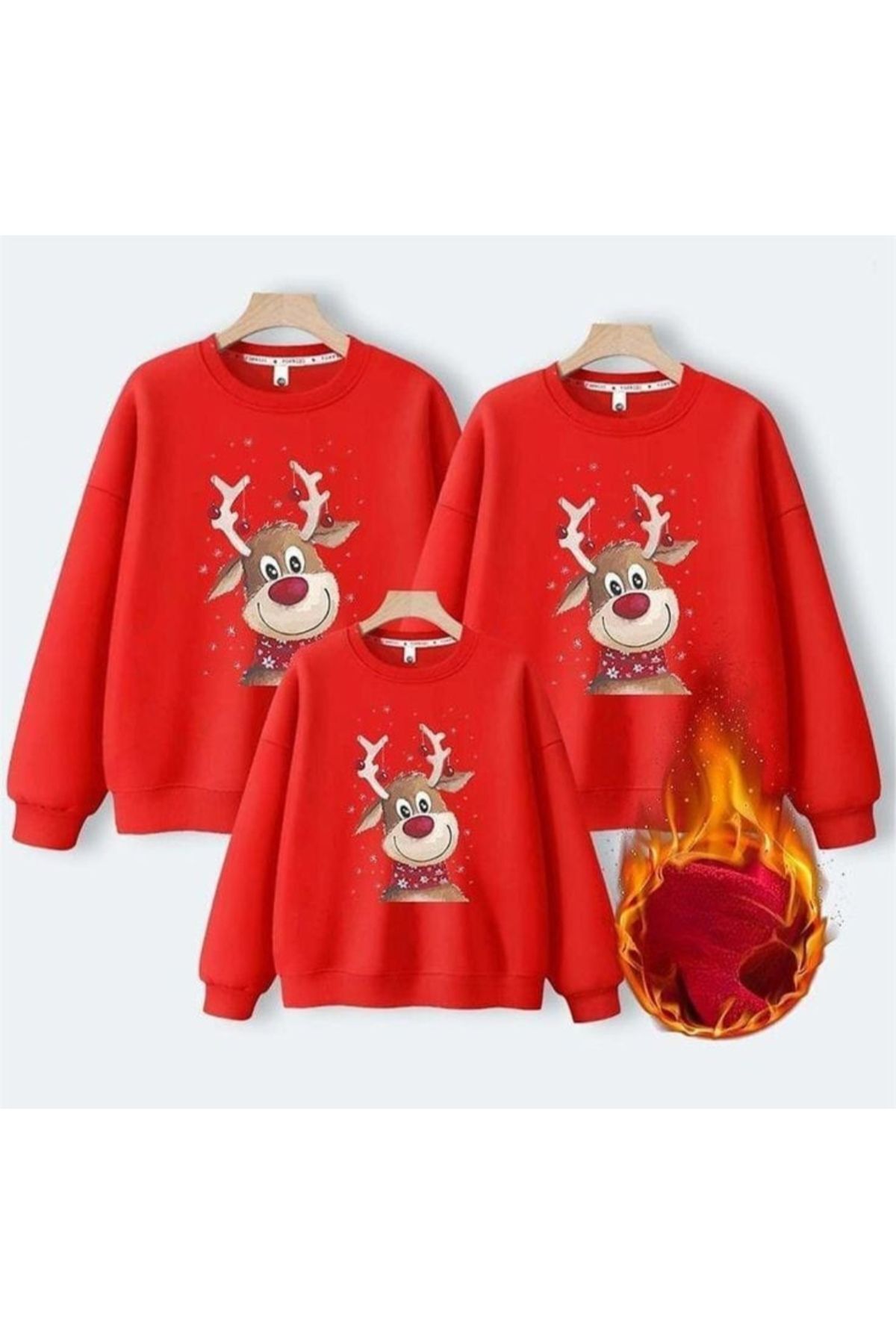 Elioure Aile Yılbaşı Noel Baskılı iki iplik Kombin Sweatshirt Tek fiyatıdır