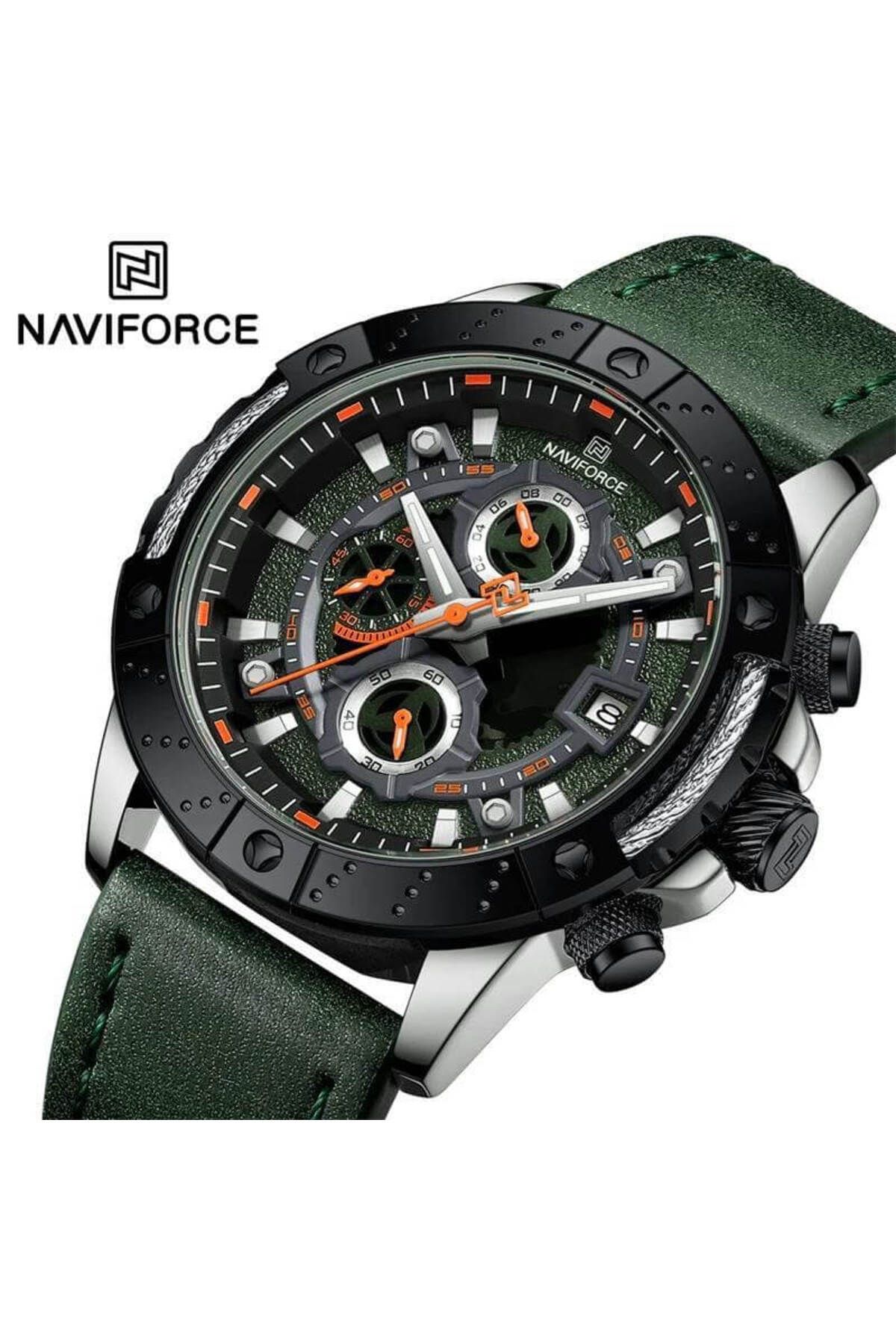 Naviforce Deri Kayışlı Çok fonksiyonlu Kol Saati 2389ds Yeşil