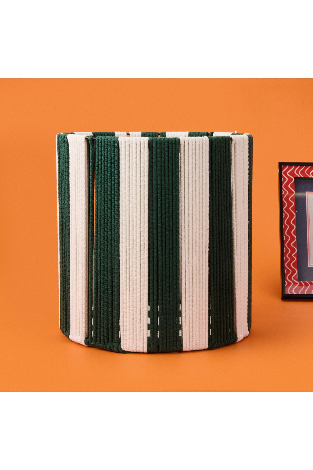 Simple Living Nautical Fun Silindir Dekoratif Sepet - Beyaz / Yeşil - 30x30 cm
