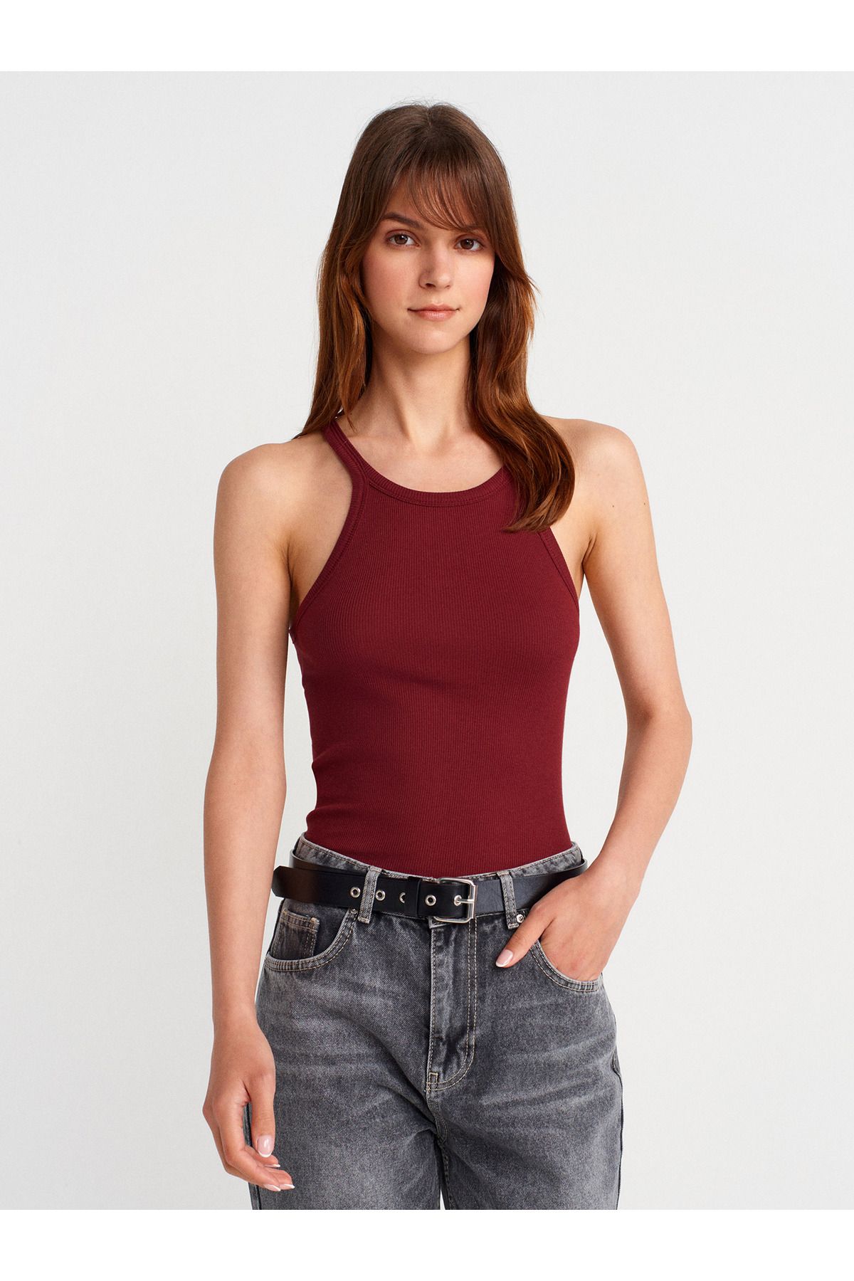 Dilvin 21143 Kolsuz Askılı Top-Açık Bordo