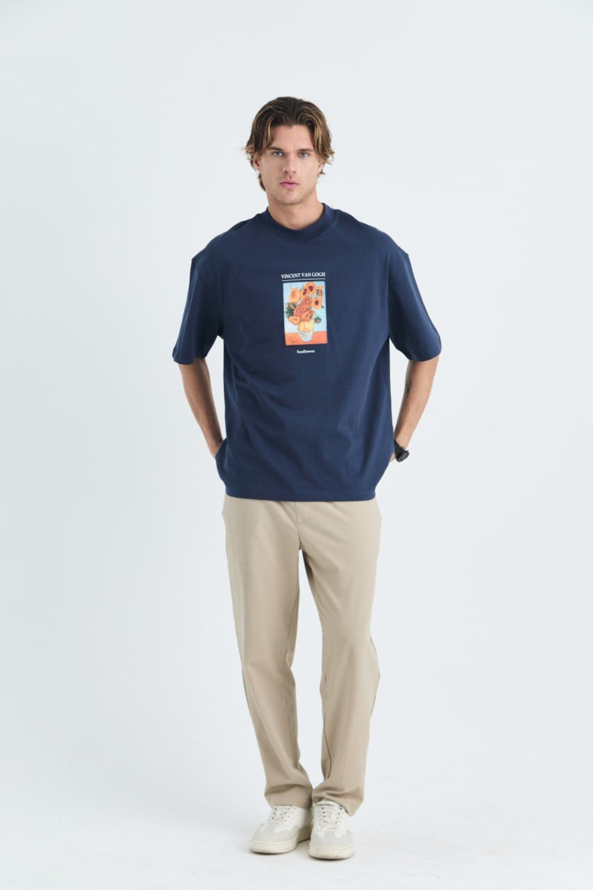 fame-stoned Vincent Van Gogh Baskılı, Nakışlı Unisex %100 Pamuk T-shirt