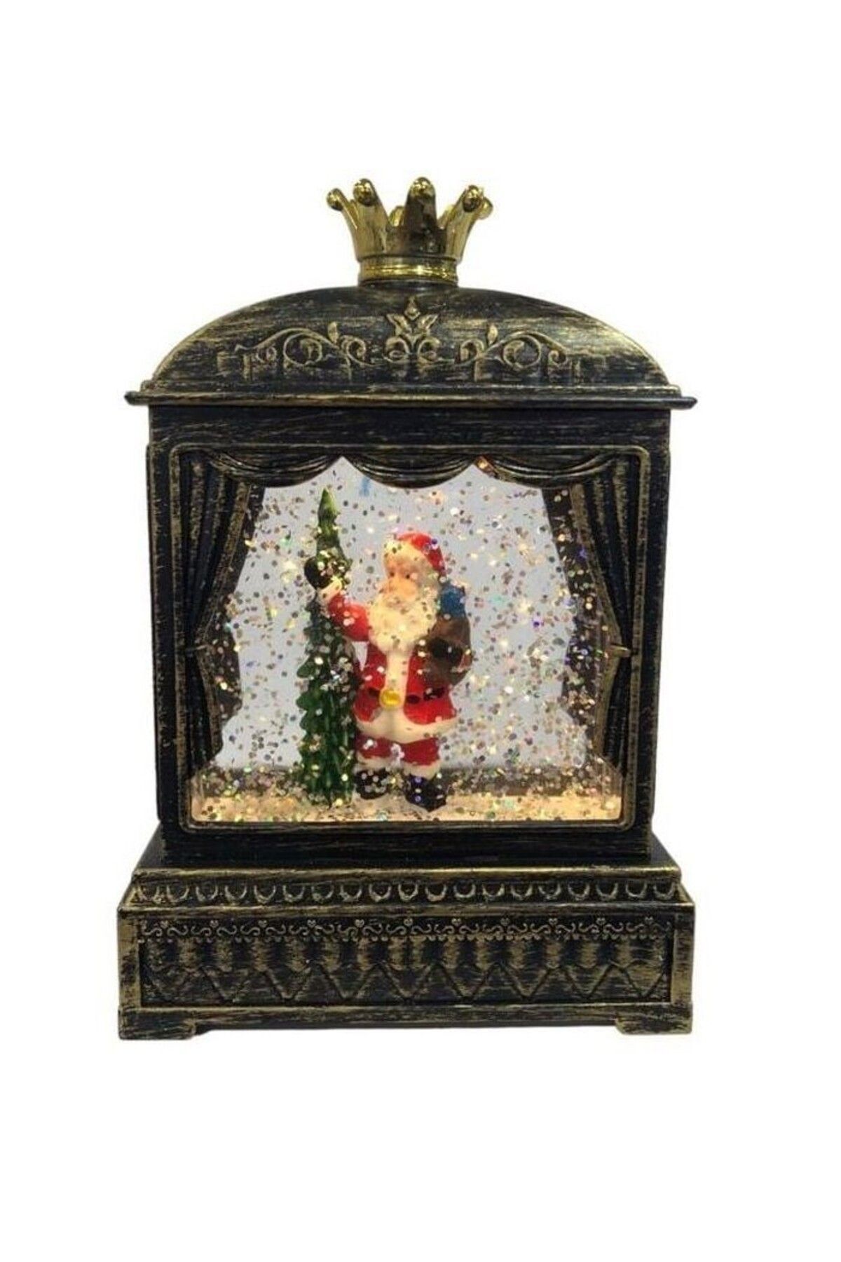Elioure Işıklı Müzikli Sulu Simli Noel Baba Yılbaşı Biblosu Dekoratif