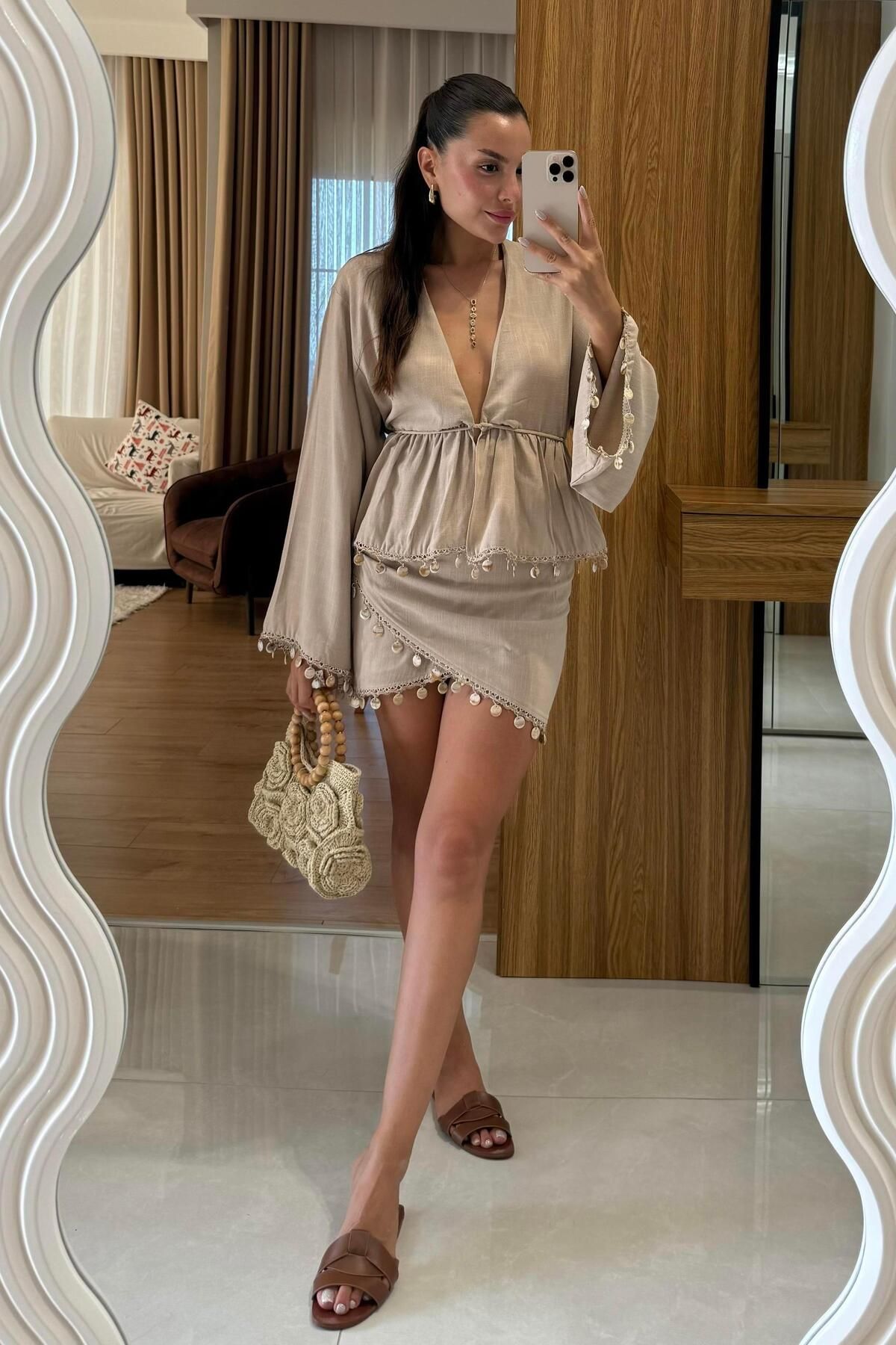Gizem Ecemiş Jophie Boncuk Detaylı Etek