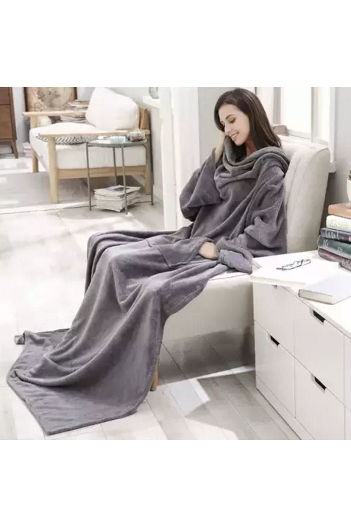 ideal STORE-idealSTORE Blanket with Sleeves, Dimensions 180 x 210 cm, Made of Soft and Comfortable Premium Material 7
