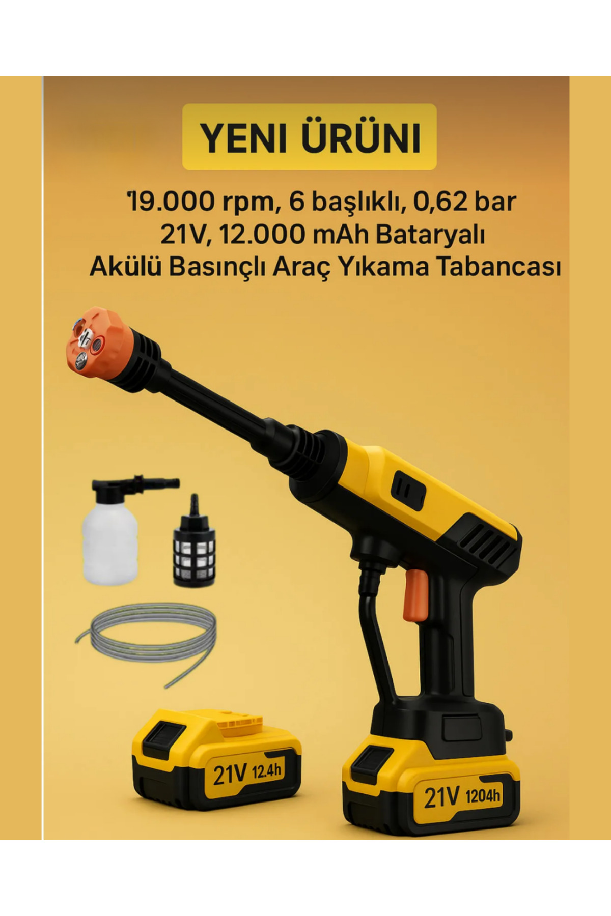 洋楽 taka555 XİRA 21V 12.000 mAh Turbo Kablosuz Akülü Basınçlı Yıkama Tabancası