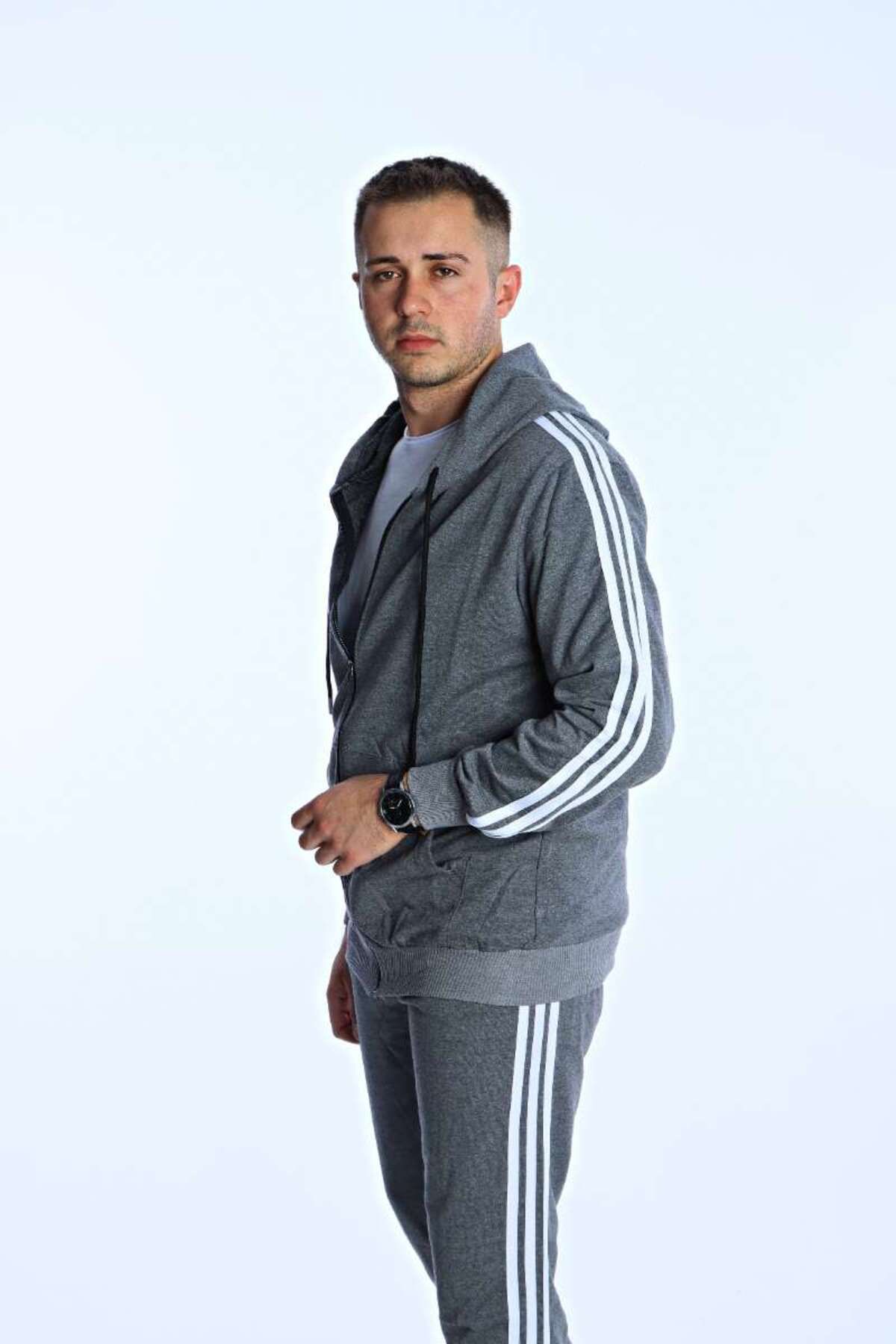 Benim Denim-Striped Zippered Tracksuit Suit Smoked 5