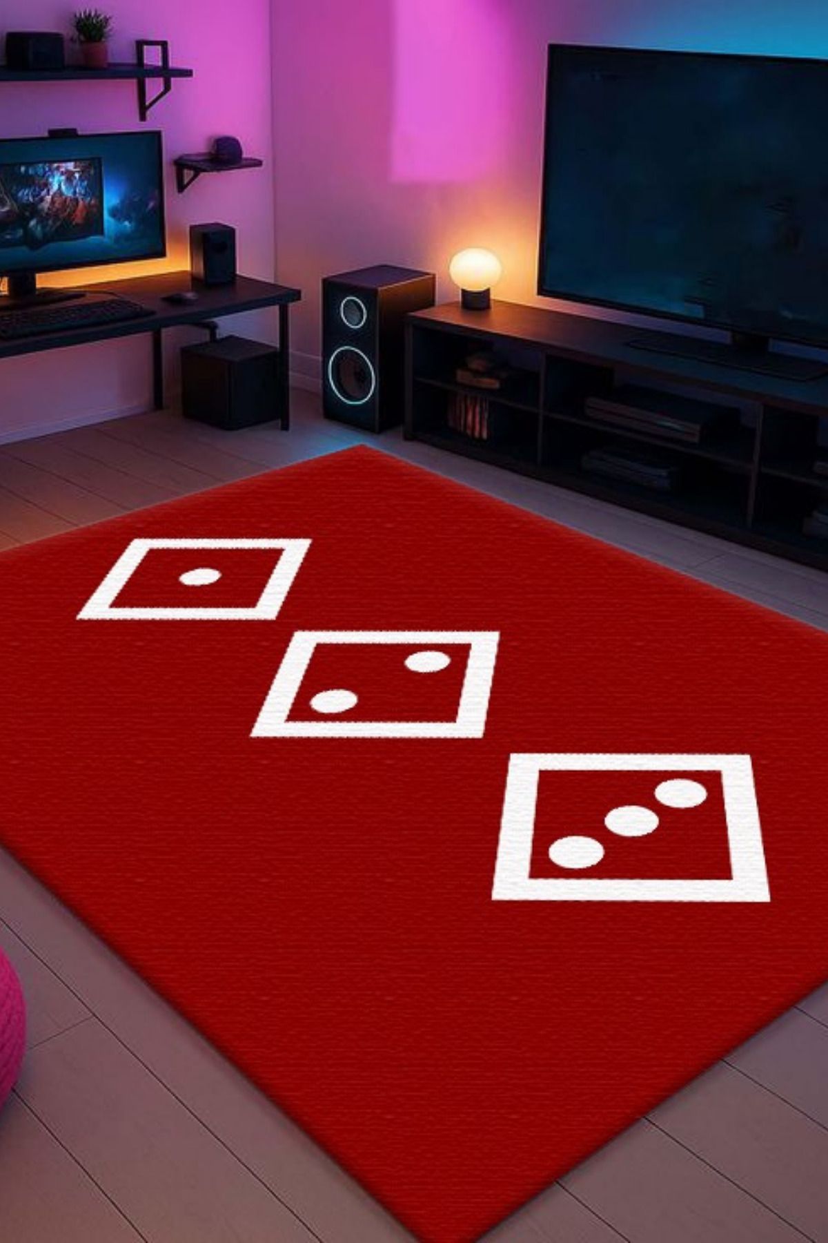DERAS HOME Dijital Baskı Yıkanabilir Kaymaz Taban Genç Odası Gamer Halısı