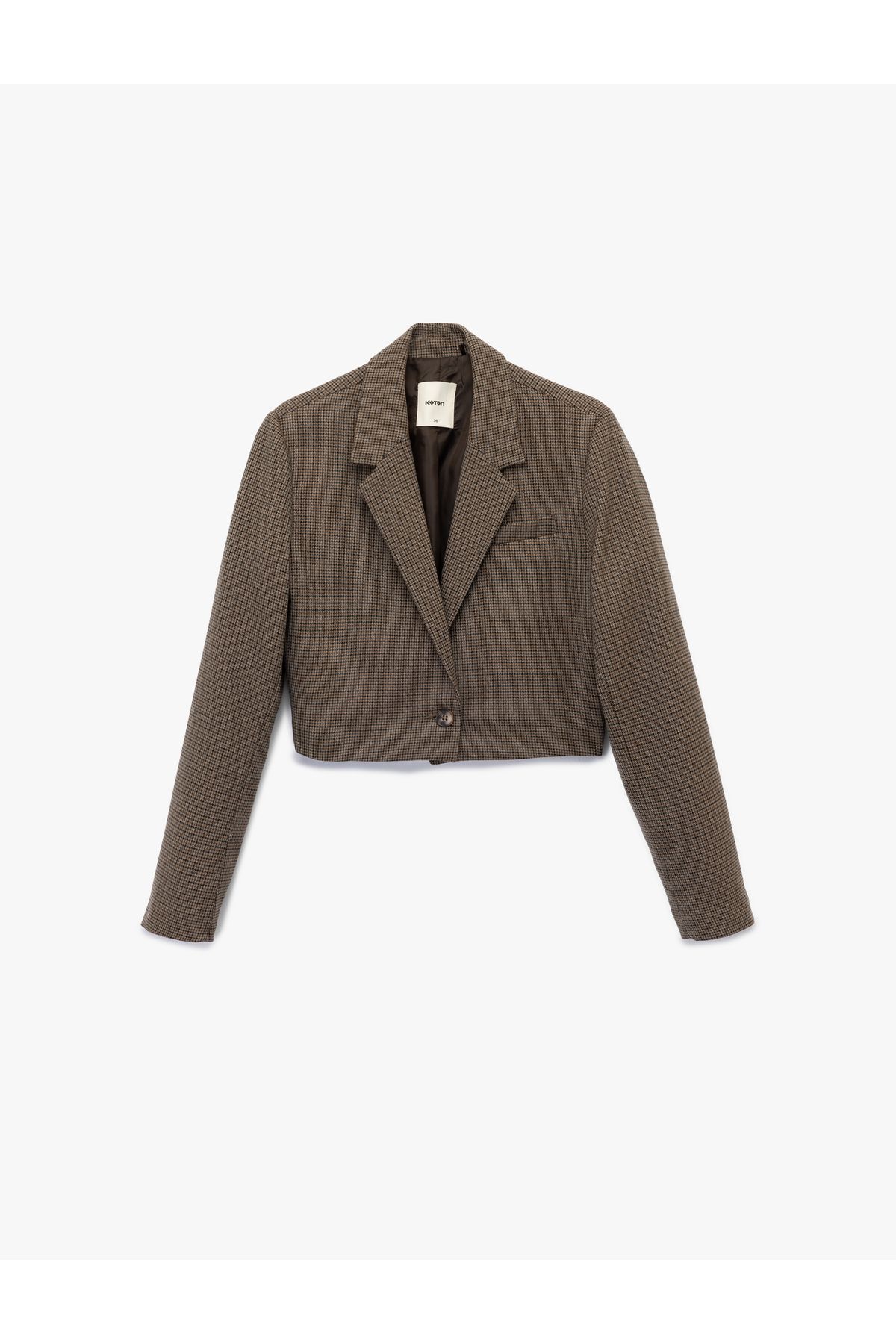Koton Kruvaze Uzun Kollu Düğmeli Crop Blazer Ceket