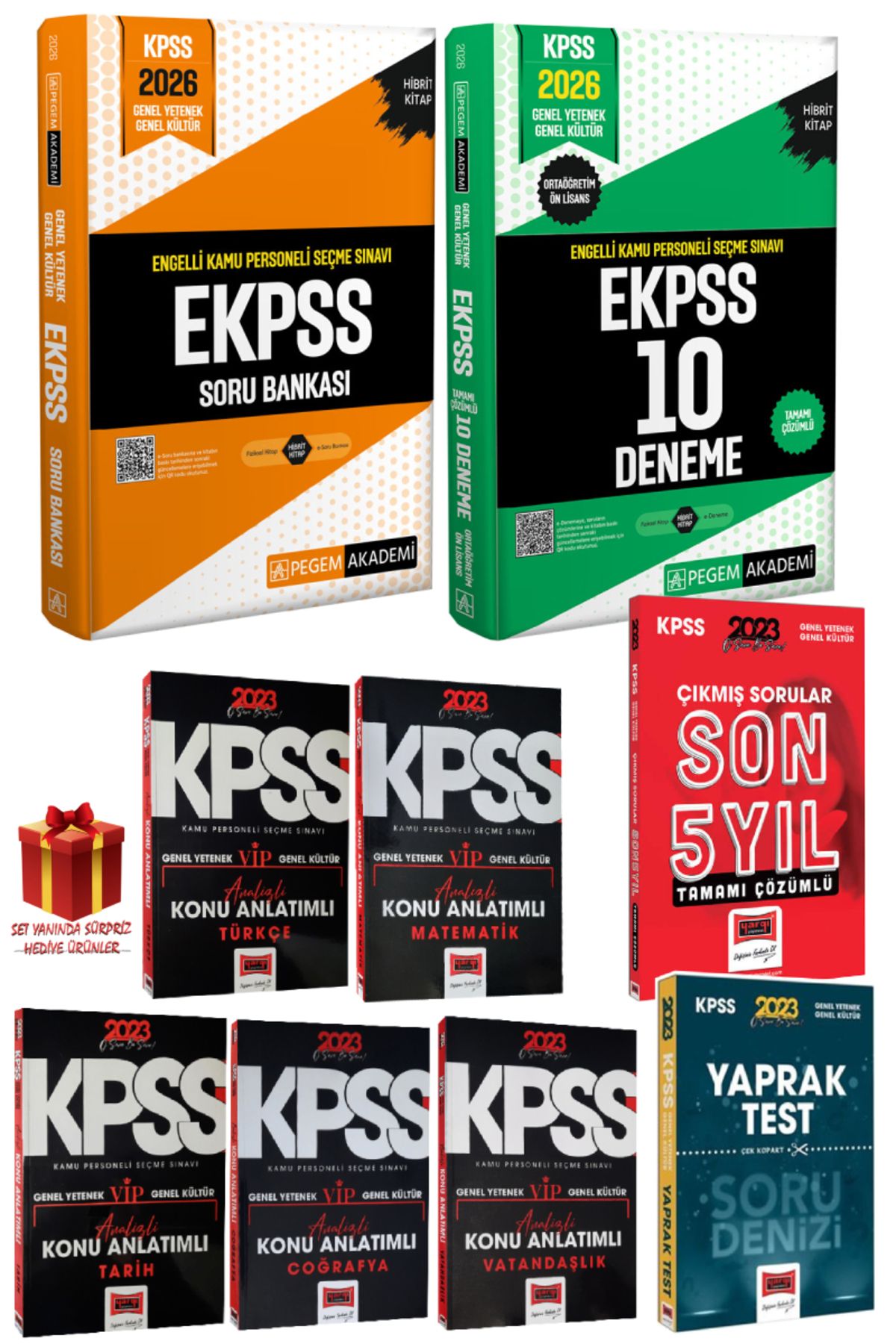 Pegem Akademi Yayıncılık 2026 Pegem EKPSS Soru Bankası+EKPSS 10 Deneme+Yargı GYGK Konu+Çıkmış Sorular+GYGK Yaprak