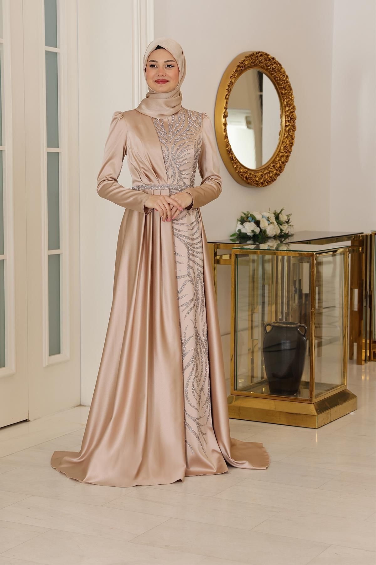 Modaviki Mihrimah Abiye Elbise Gold SN96