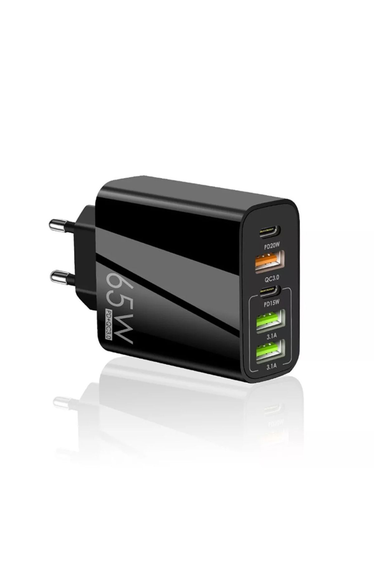 SKYDDAR INNOVATION-Încărcător de perete cu 5 porturi, universal, 3x USB QC 3.0, 2x Tip-C PD 20W, 65W, GaN, (CHC2), negru 3
