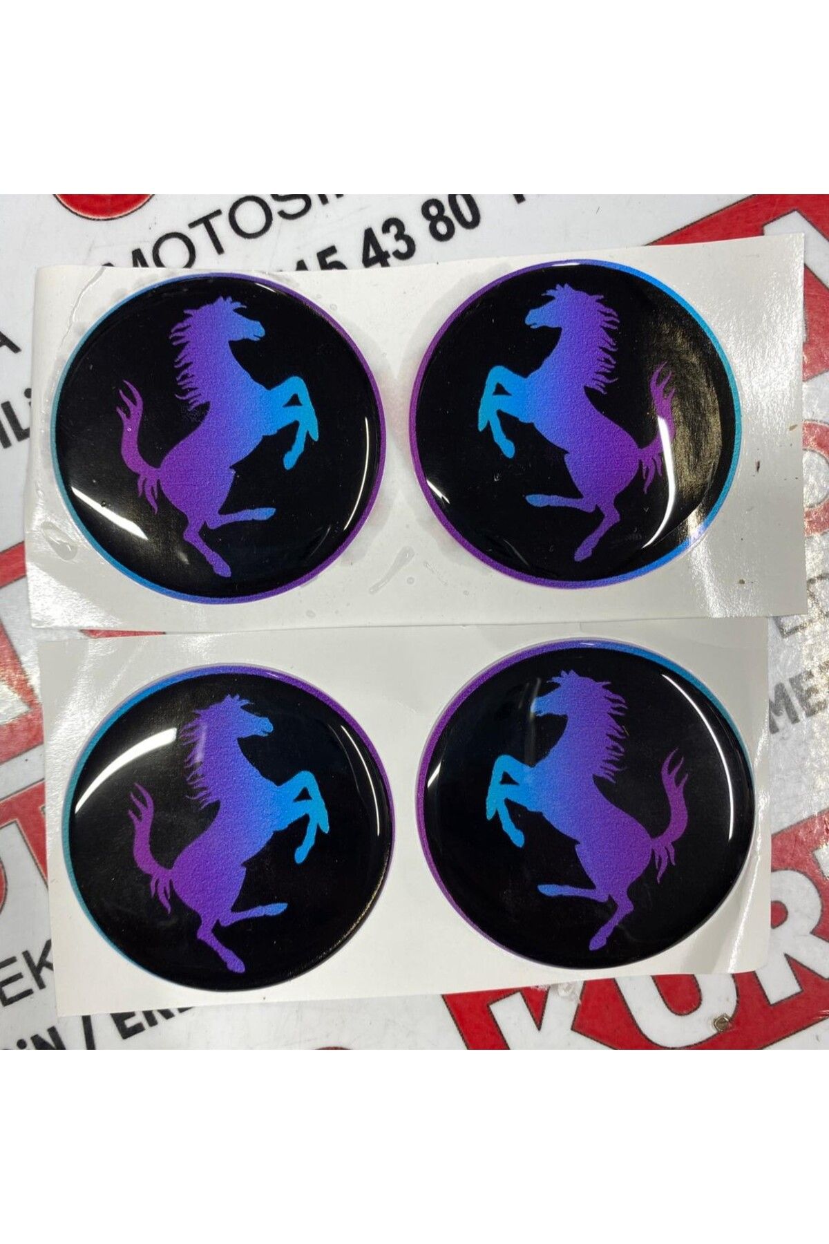 Şanlı Ferrarı Mor Siyah Slikonlu Sticker 4x