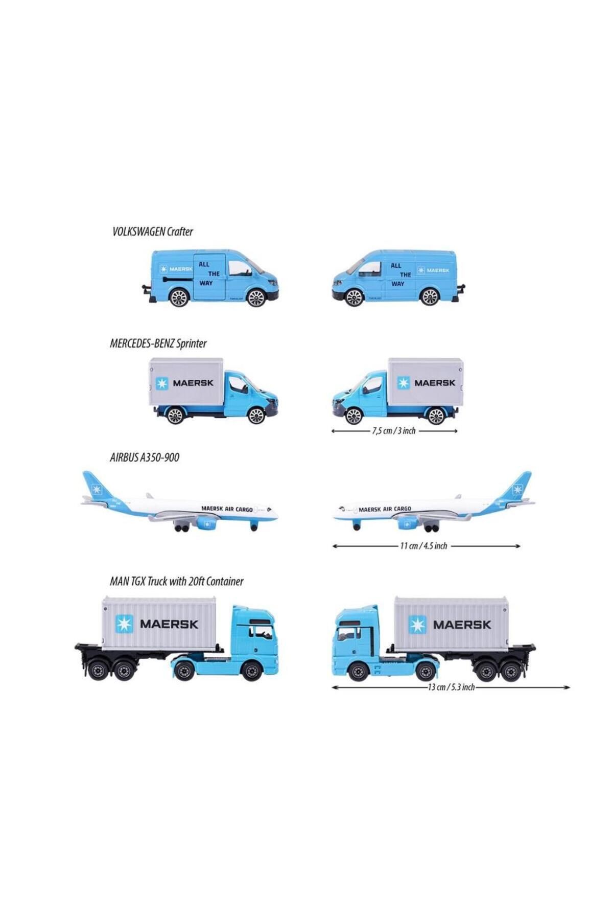 NW NessiWorld Nessiworld 212057290 Majorette MAERSK Lojistik Arabaları 4 Parça -Simba