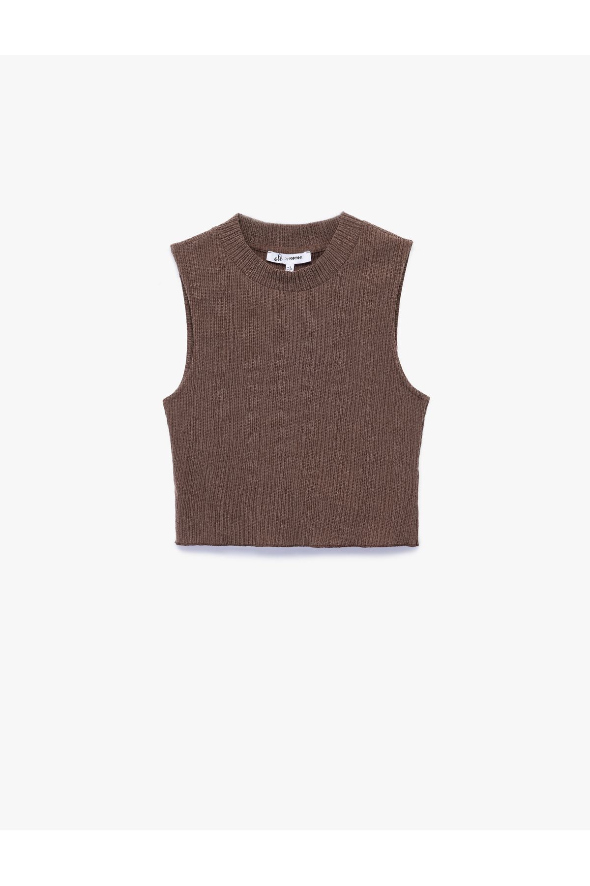 Koton Bisiklet Yaka Kolsuz Basic Crop Bluz