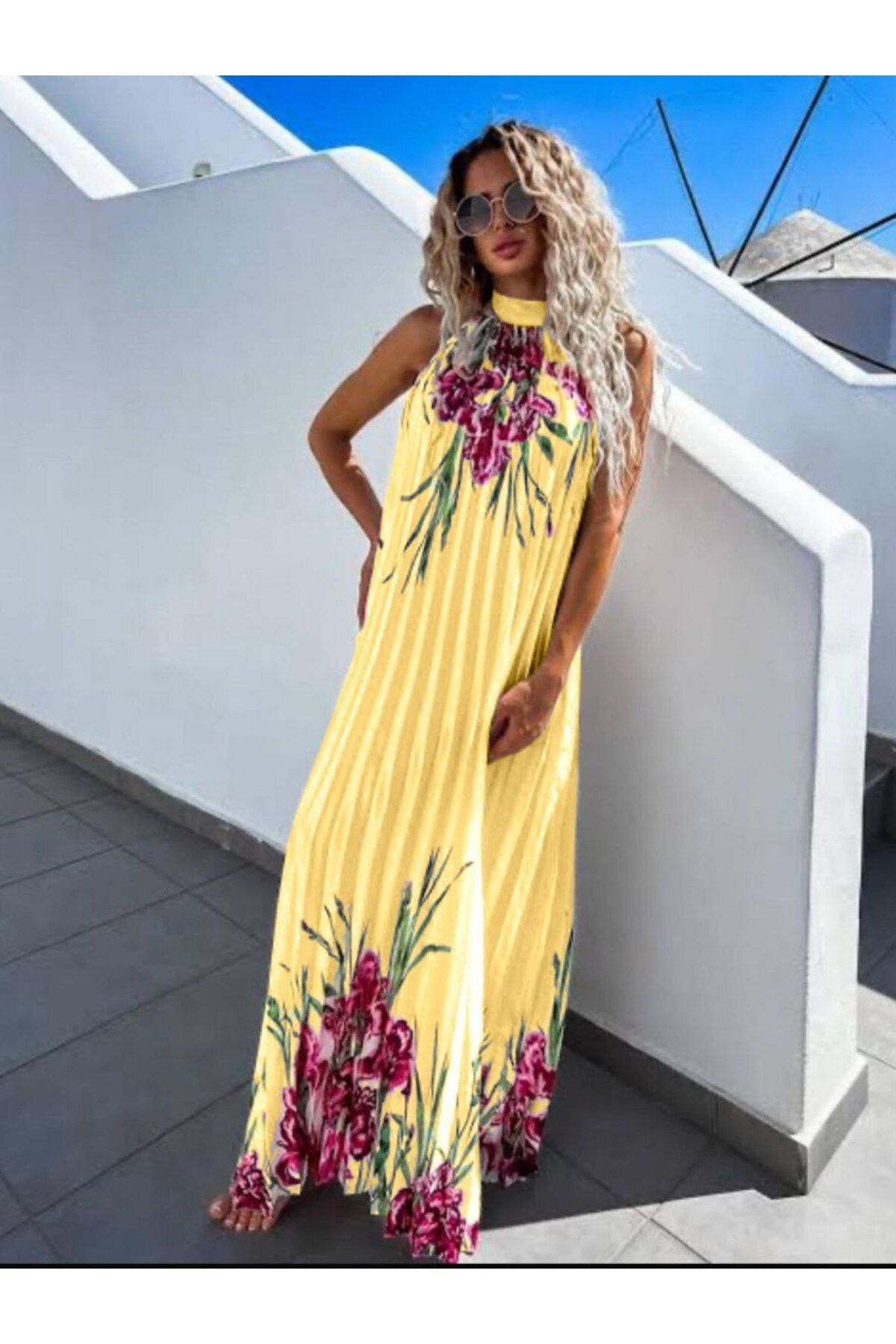 AsprinFashion SATEN KUMAŞ PİLİSELİ ELBİSE