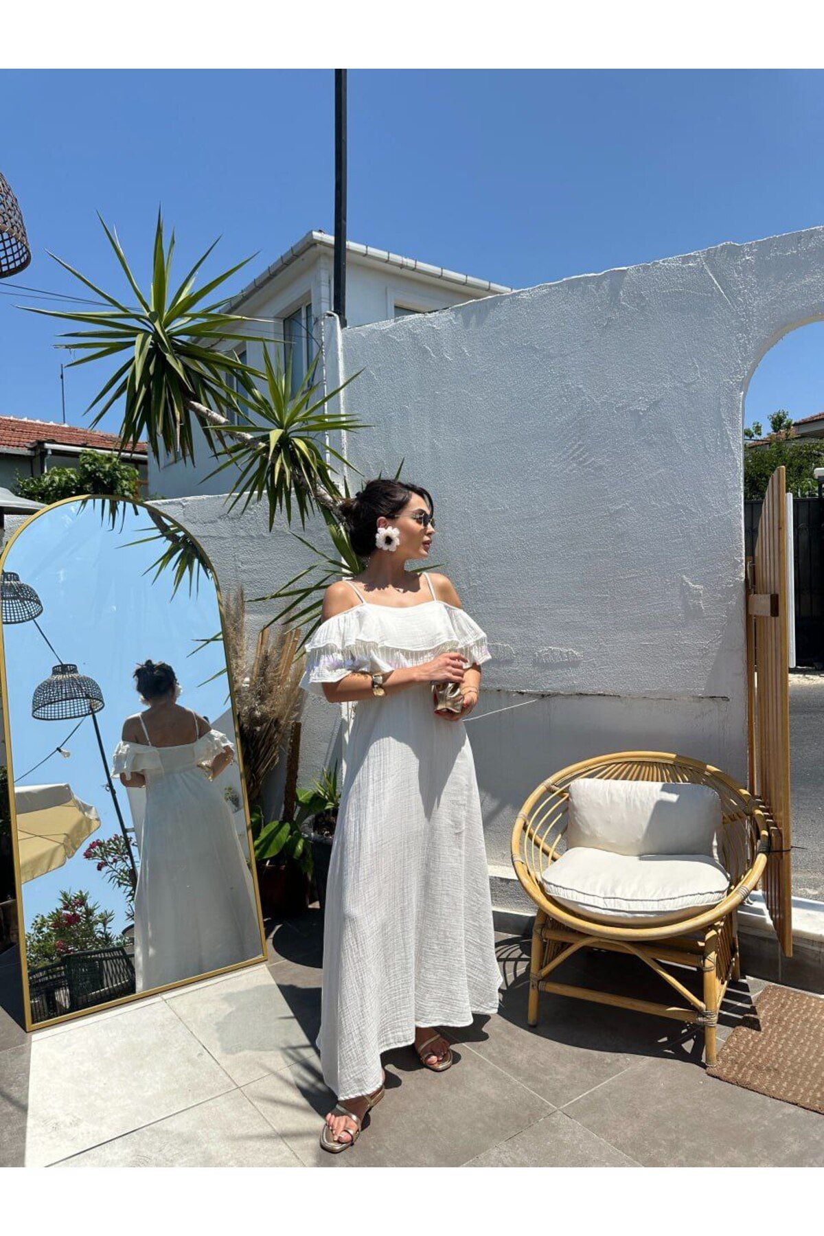 AsprinFashion PUL BONCUKLU ASKILI ELBİSE