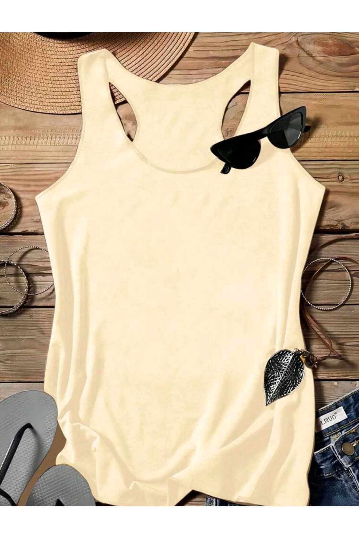 FAVORİST Kadın Yüzücü Atlet Tshirt Düz Baskısız Yeni Sezon
