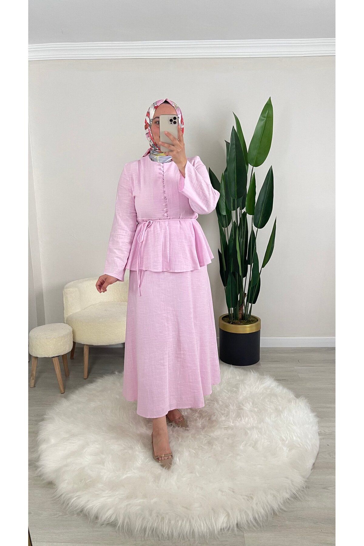 demet's collection QUENN BRİT DÜĞMELİ SEYYAR KEMERLİ ELBİSE