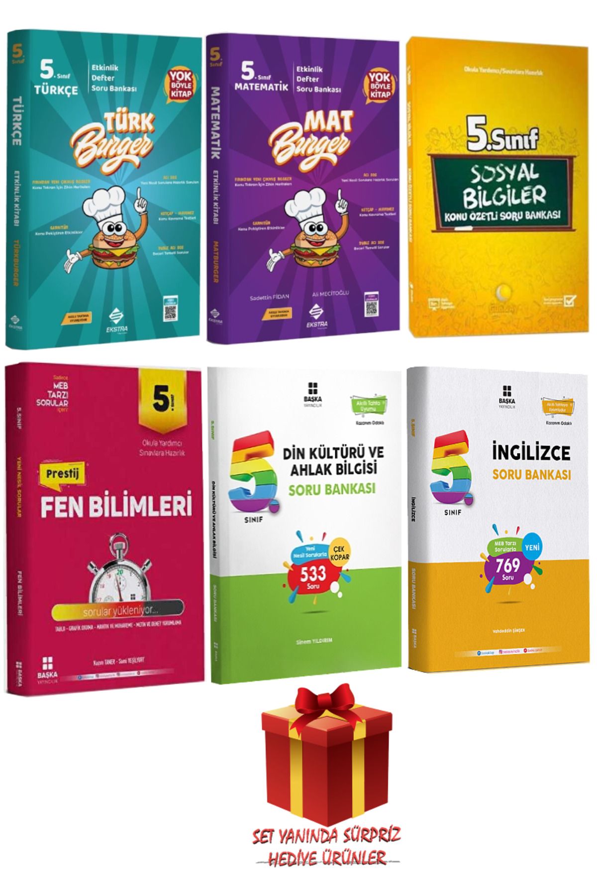 Ekstra Yayıncılık 5.Sınıf Tüm Dersler Soru Bankası:Türkçe+Matematik+Sosyal Bilgiler+Fen Bilimler+Din Kültürü+İngilizce
