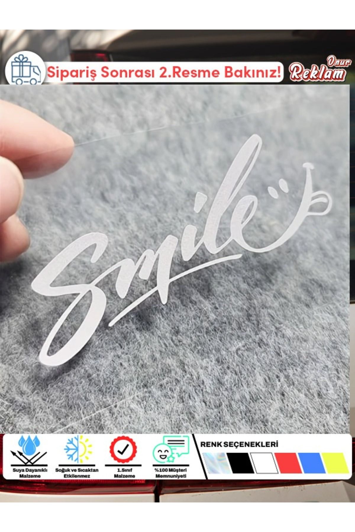 Onur Reklam Smile Araba Sticker – Gülümseten Minimal Tasarım – 15x22 cm
