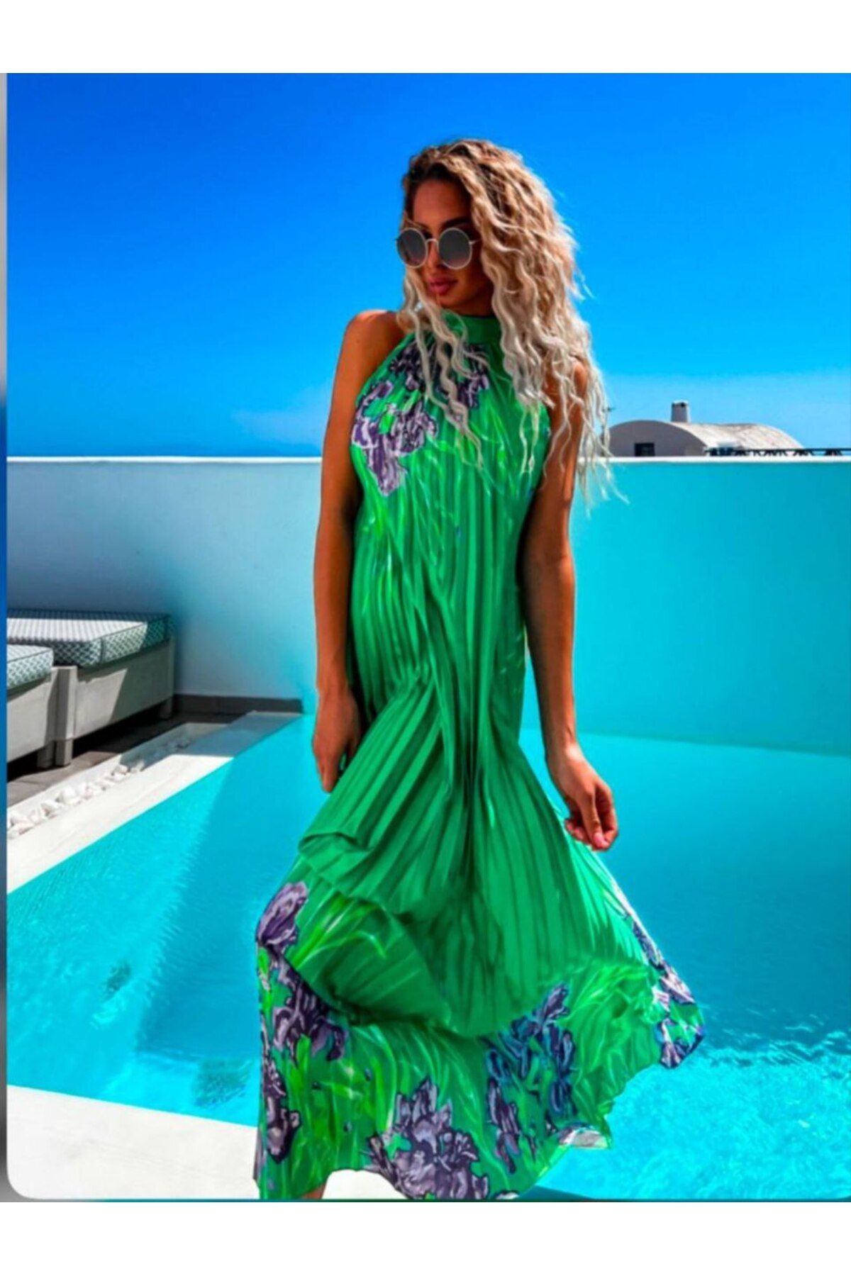 AsprinFashion SATEN KUMAŞ PİLİSELİ ELBİSE