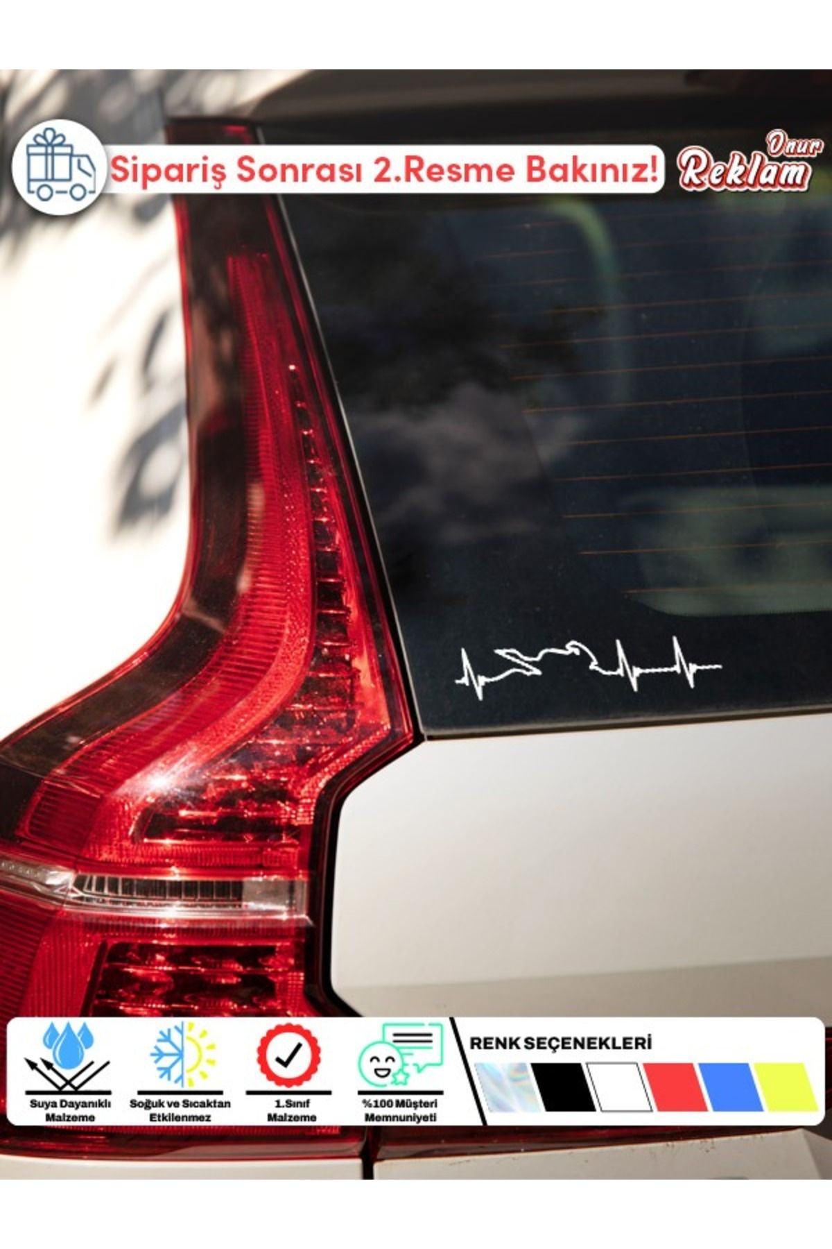 Onur Reklam Kalp Ritmi Araba Sticker – Minimalist Tasarım – 15x22 cm