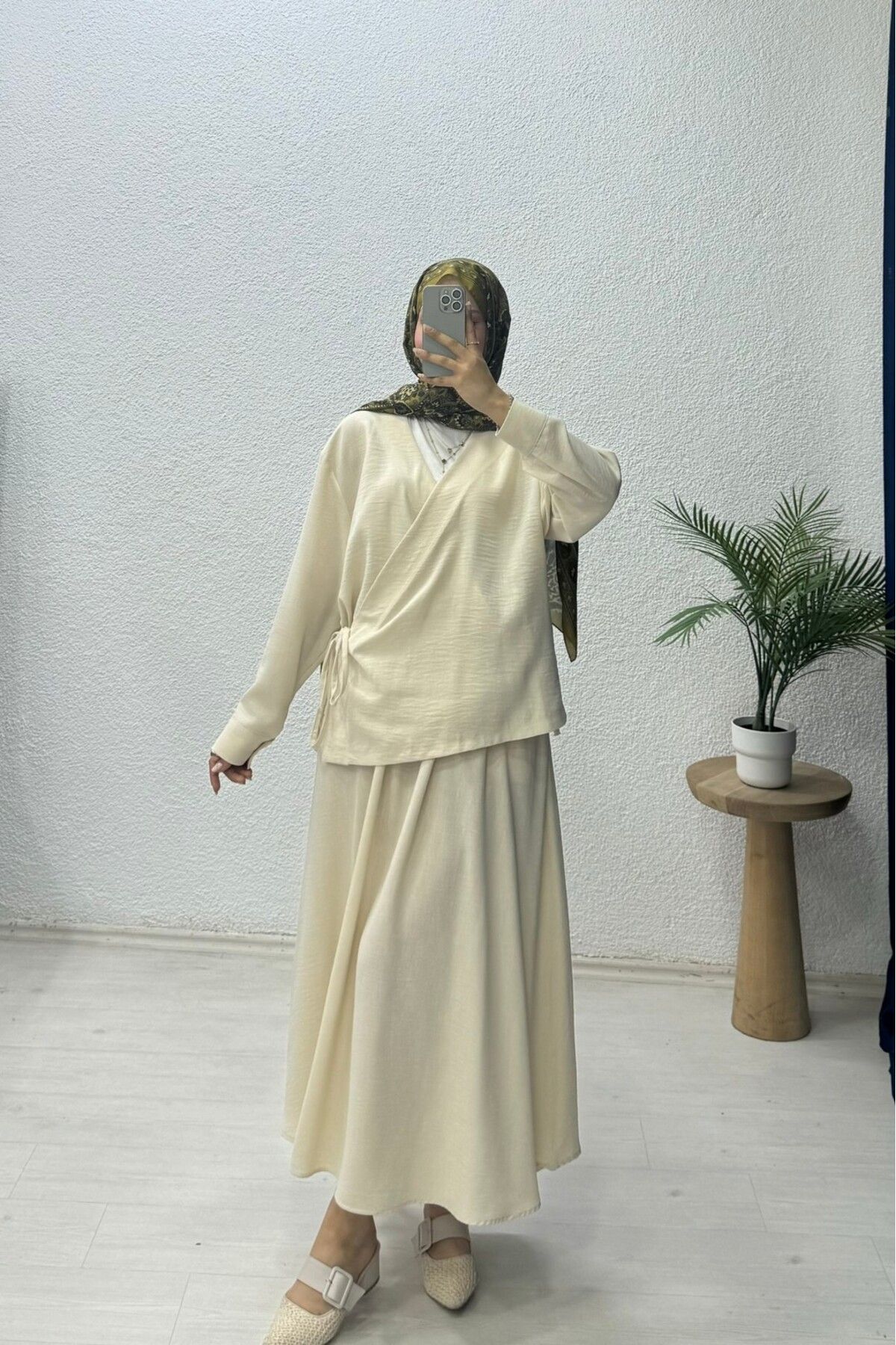 lurex moda Keten Etekli Takım
