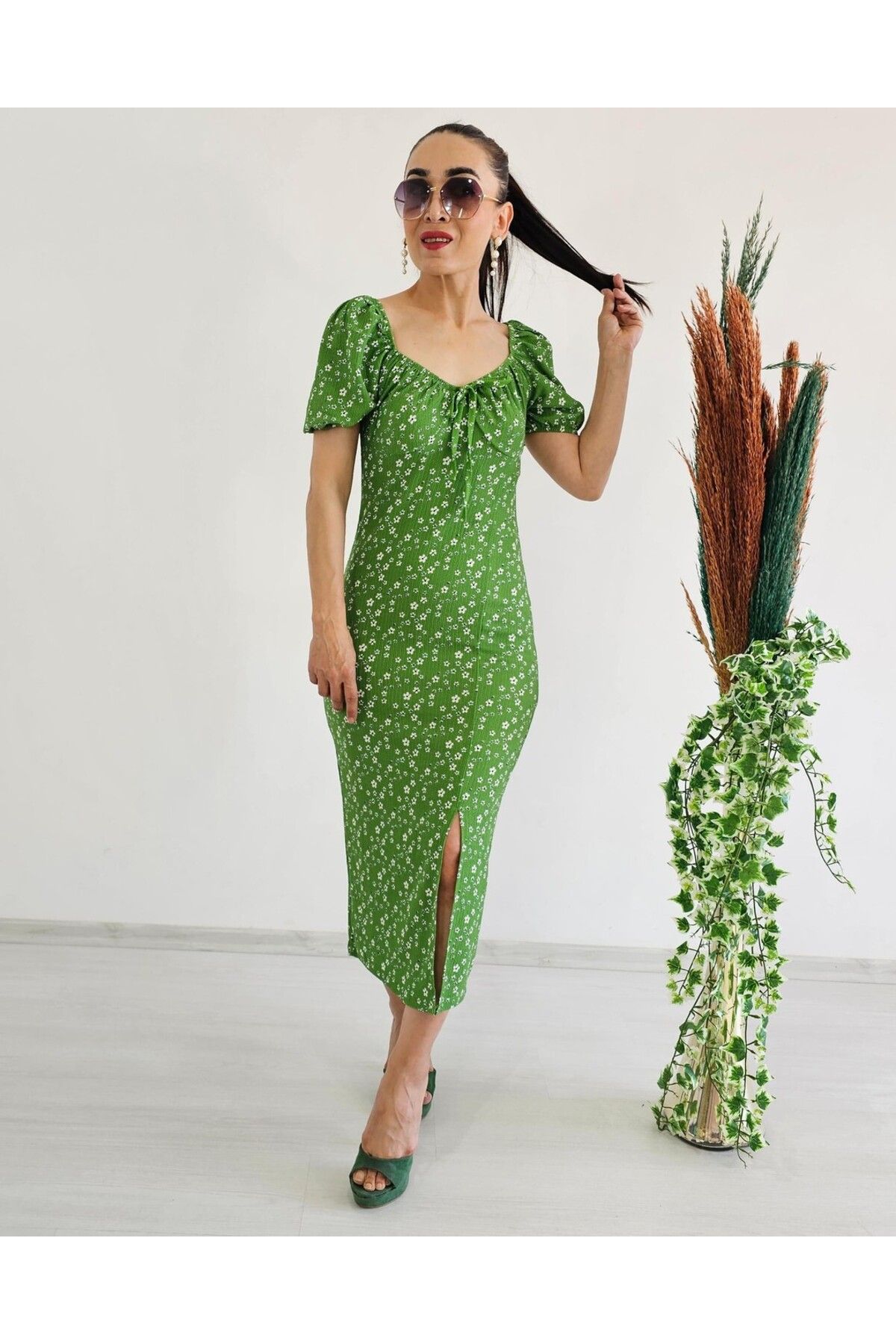 6 butik altı üstü butik Karpuz Kol Çiçek Elbise