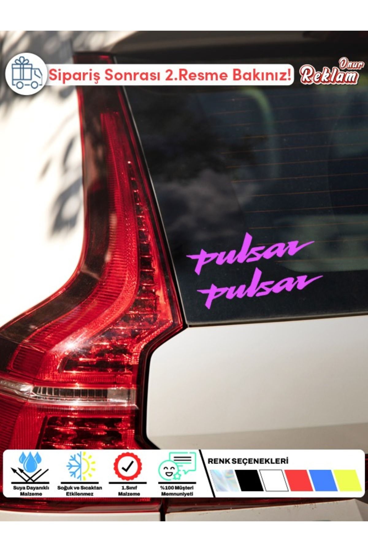 Onur Reklam Pulsar Yazılı Araba Sticker Seti – 2’li Paket – Spor Tasarım – 15x22 cm